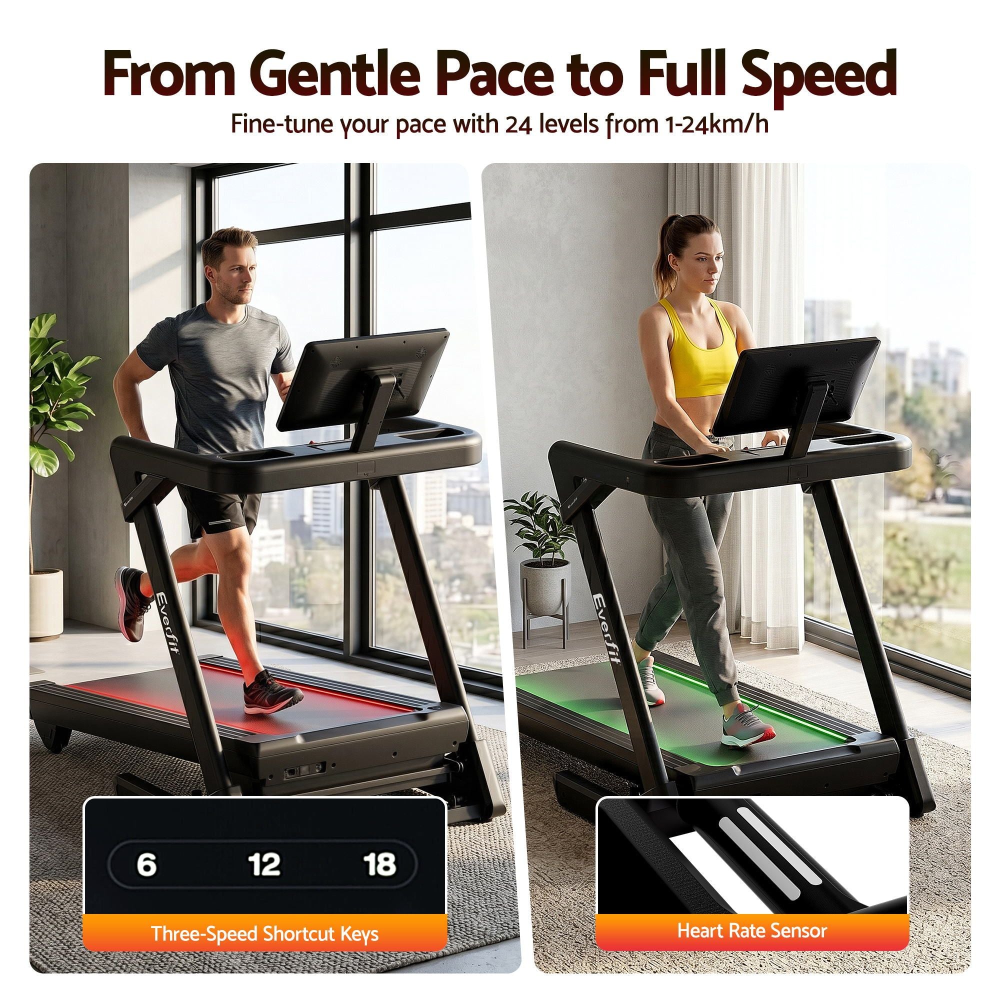 Foldable Treadmill 500mm Wide Belt Auto Incline | Simpledeal