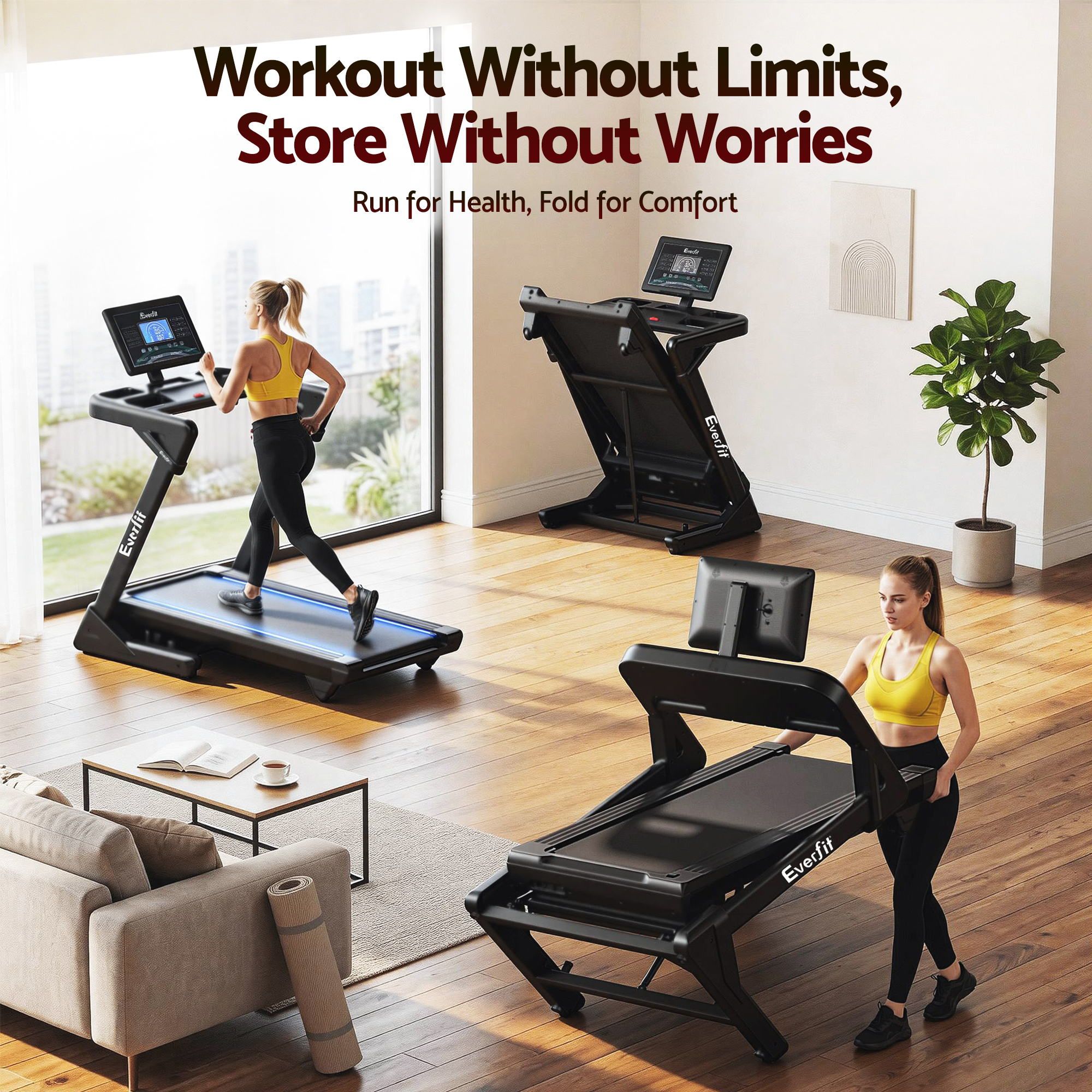 Foldable Treadmill 500mm Wide Belt Auto Incline | Simpledeal