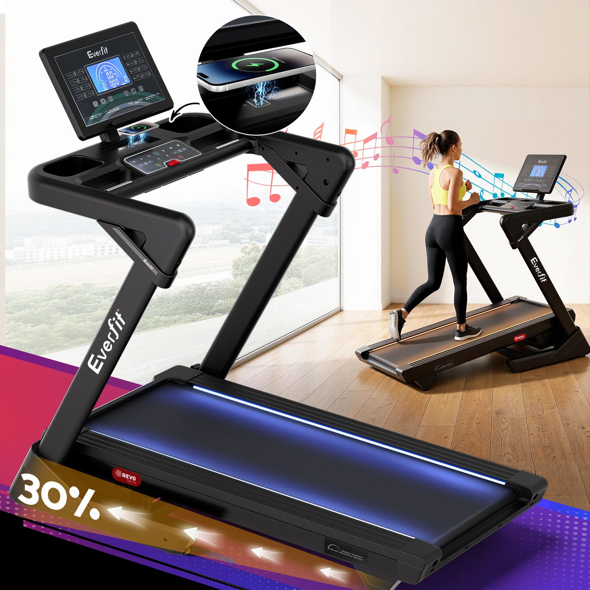 Foldable Treadmill 500mm Wide Belt Auto Incline | Simpledeal