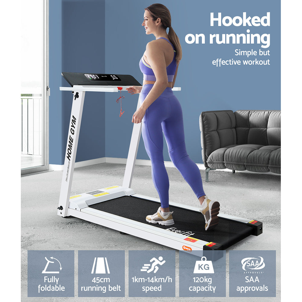 Treadmill Electric Home Gym Fitness Exercise Fully Foldable 450Mm White | 450Mm