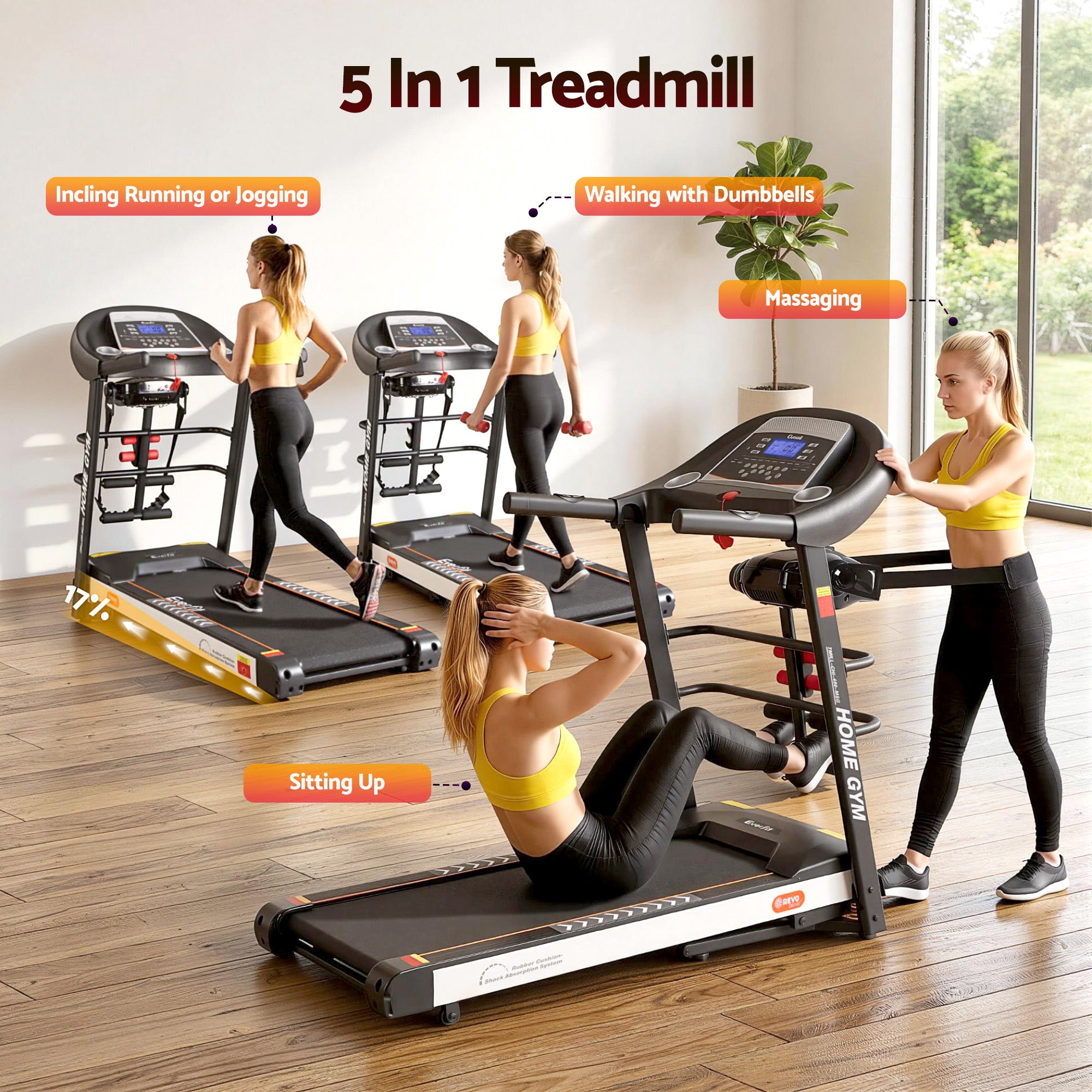 Treadmill Electric Home Gym Fitness Exercise Machine W/ Massager 450Mm
