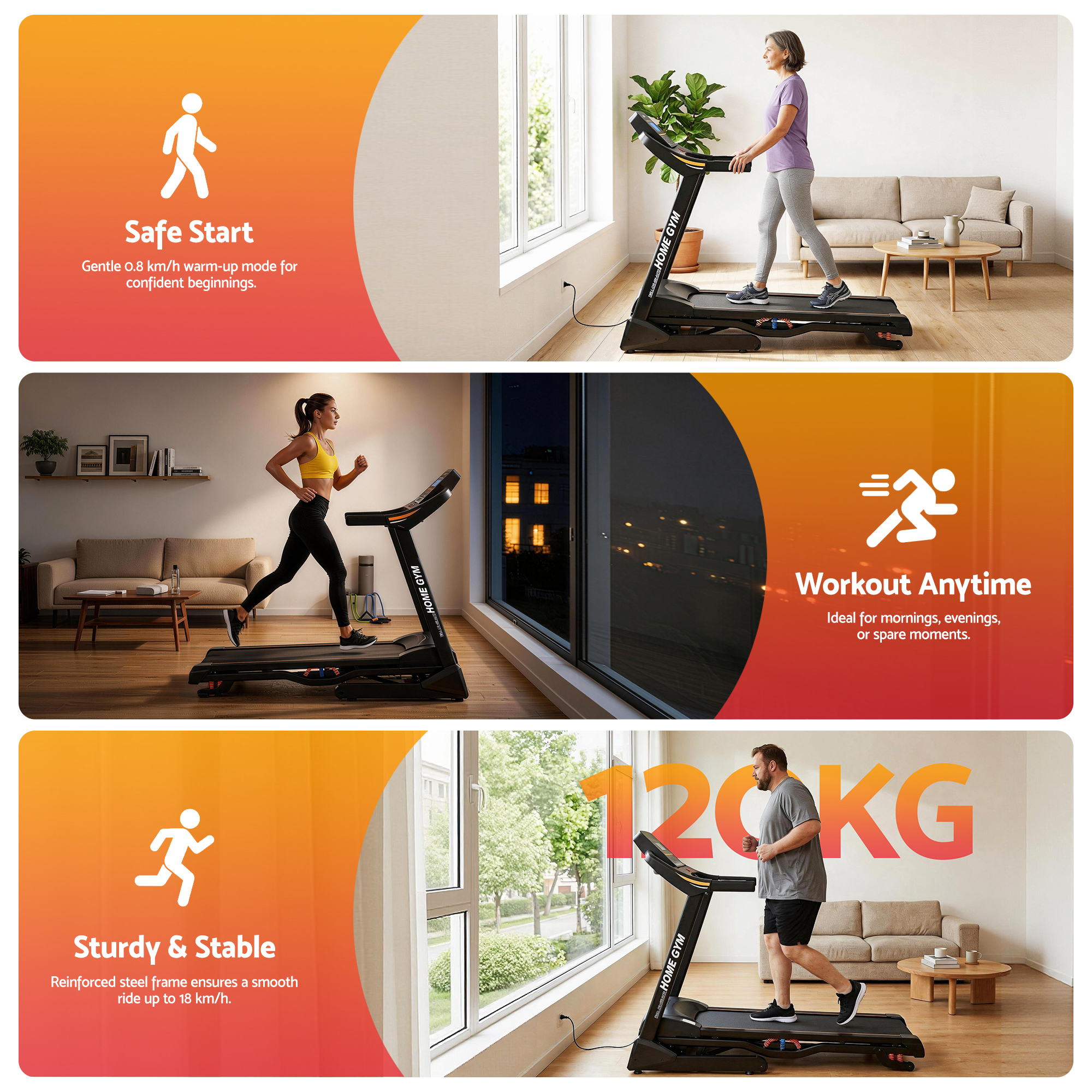 Treadmill Electric Auto Incline Home Gym Fitness Exercise Machine 480Mm