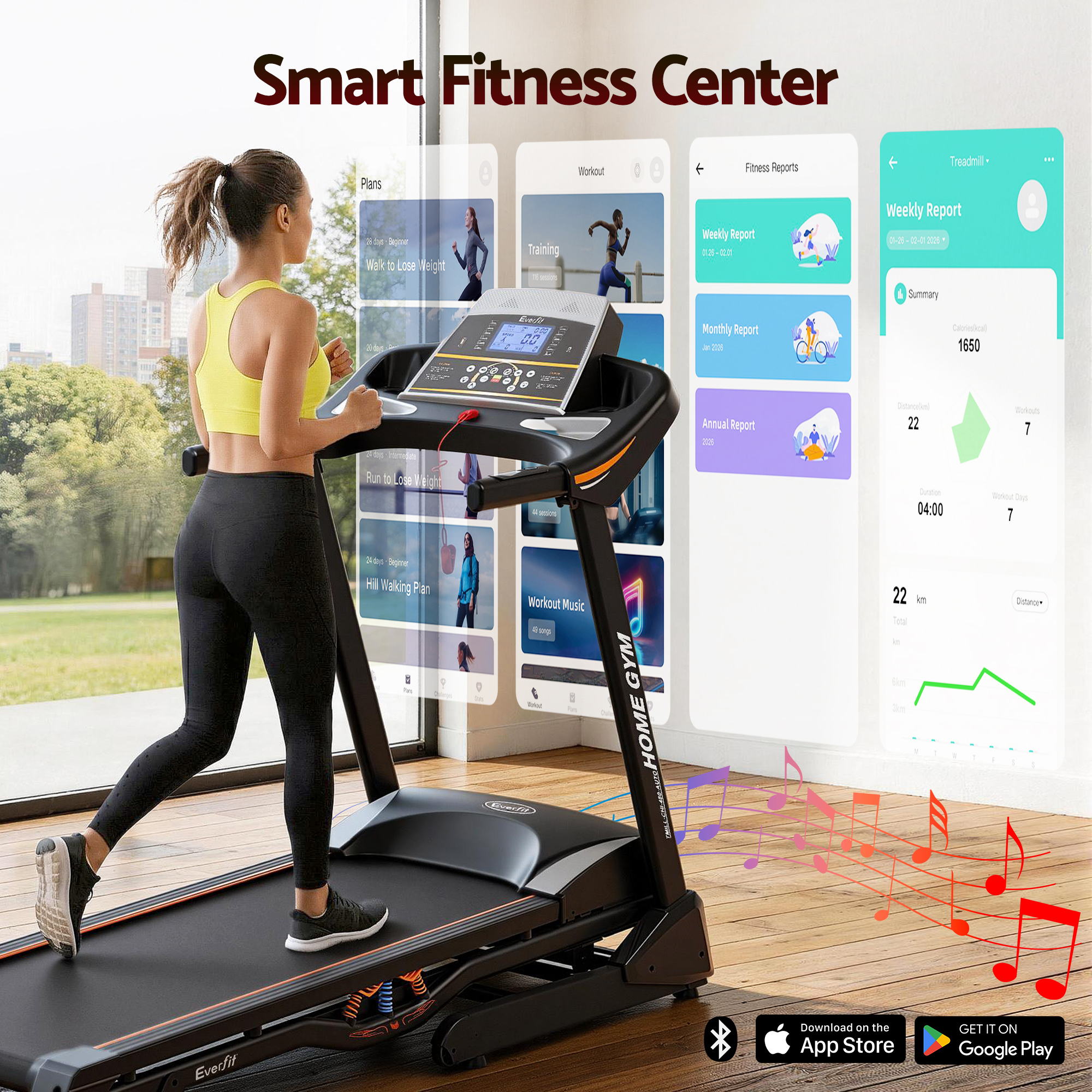 Treadmill Electric Auto Incline Home Gym Fitness Exercise Machine 480Mm