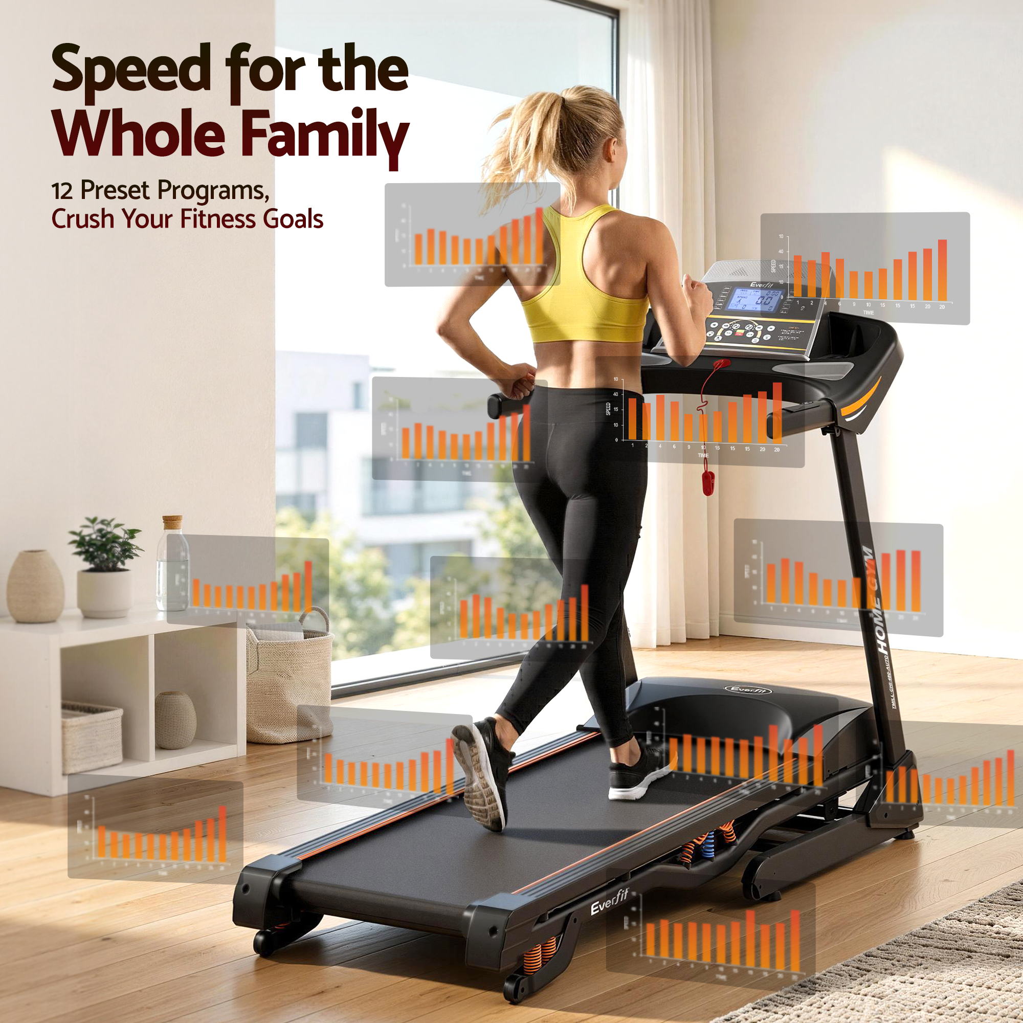 Treadmill Electric Auto Incline Home Gym Fitness Exercise Machine 480Mm