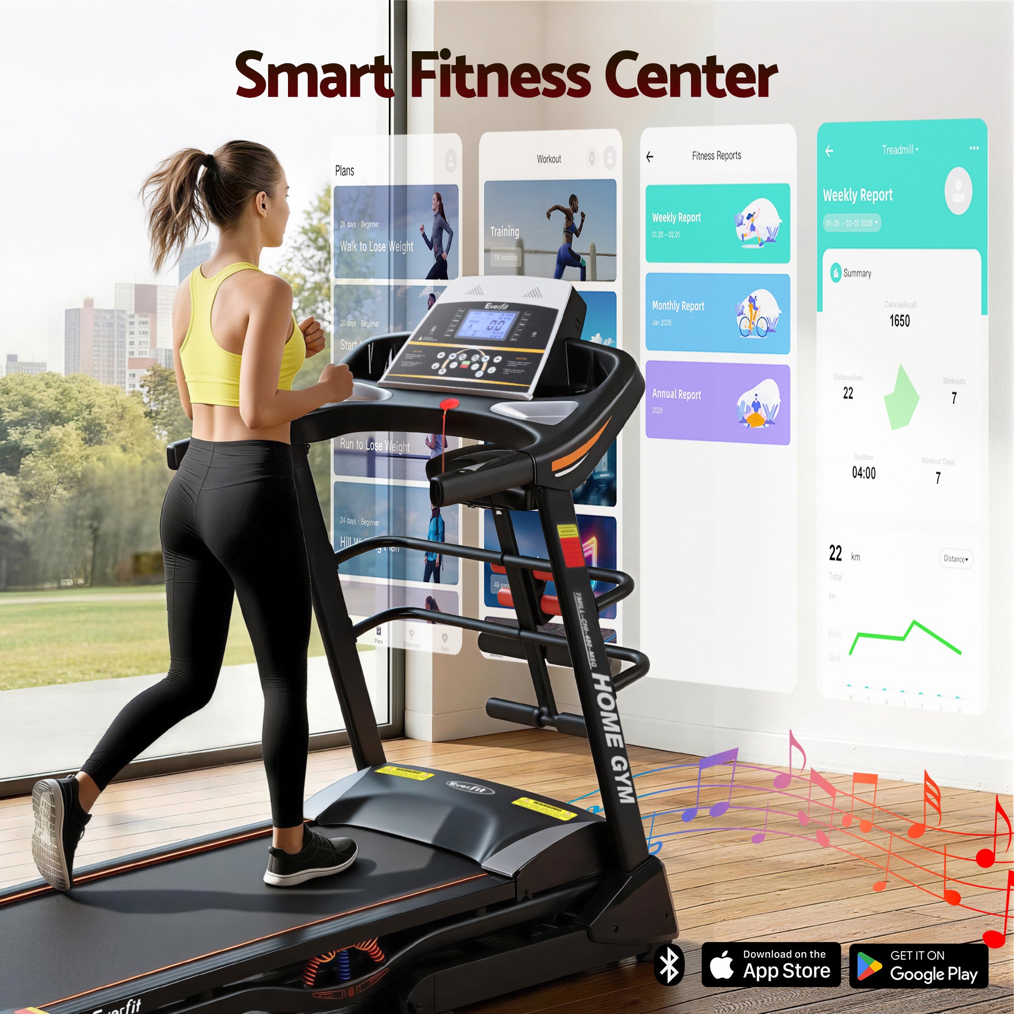 Electric Treadmill 480mm 18kmh 3.5HP Auto Incline Home Gym Run Exercise Machine Fitness Dumbbell Massager