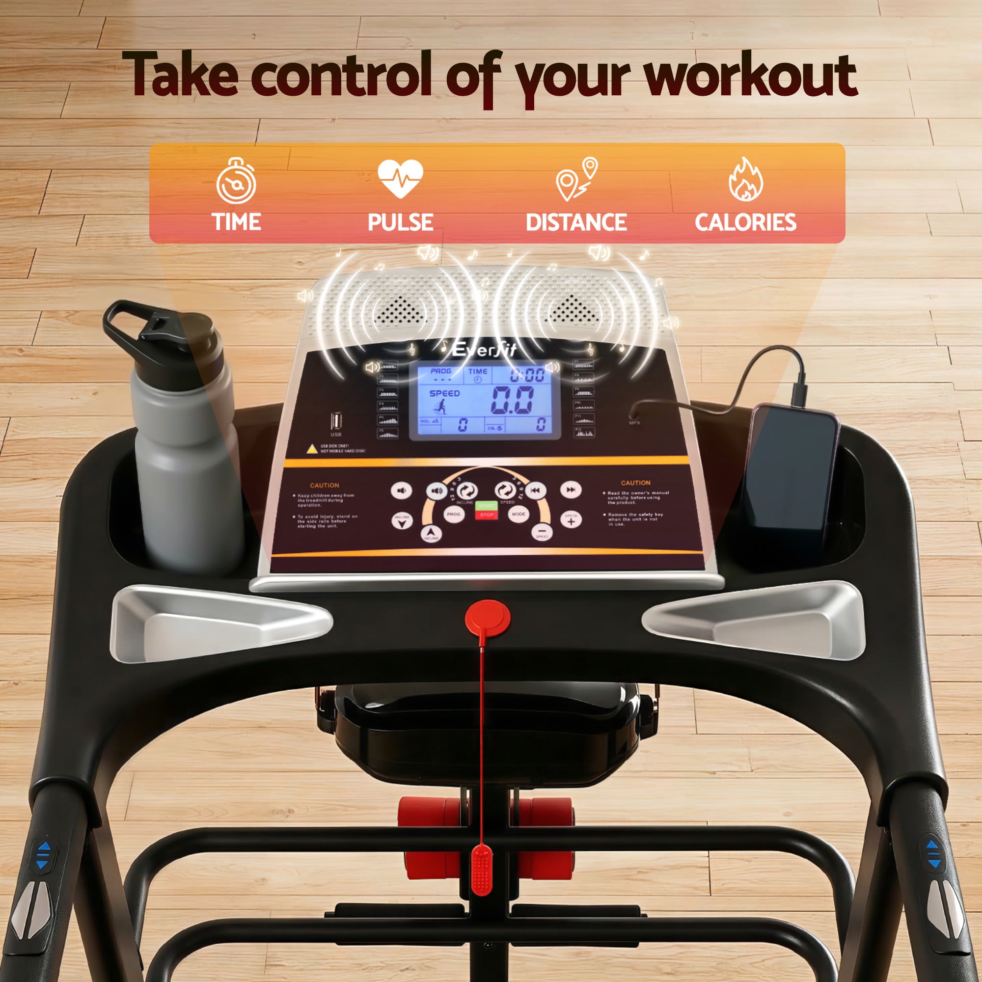 Electric Treadmill 480mm 18kmh 3.5HP Auto Incline Home Gym Run Exercise Machine Fitness Dumbbell Massager