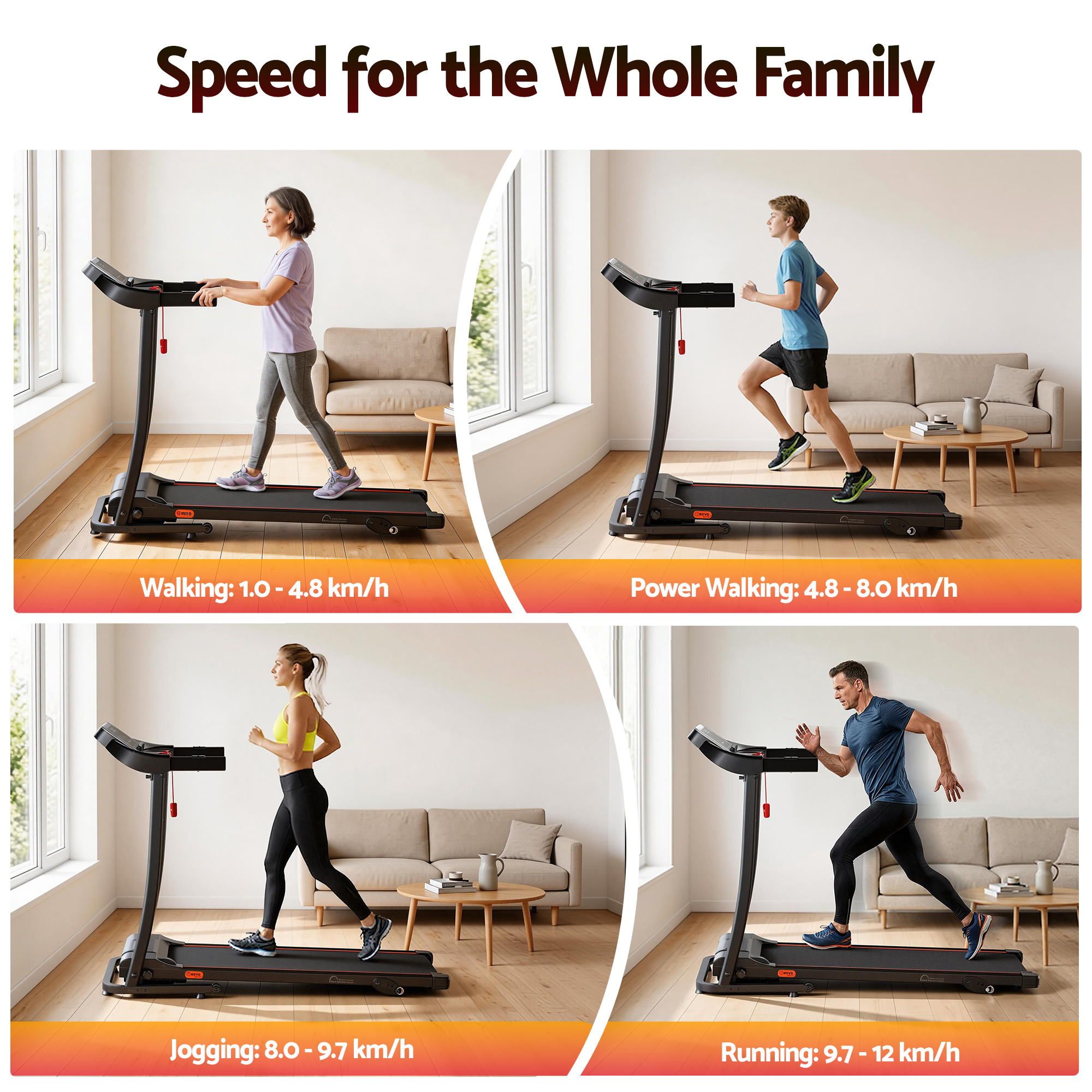 Treadmill Electric Home Gym Fitness Exercise Machine Incline 400Mm | 400Mm