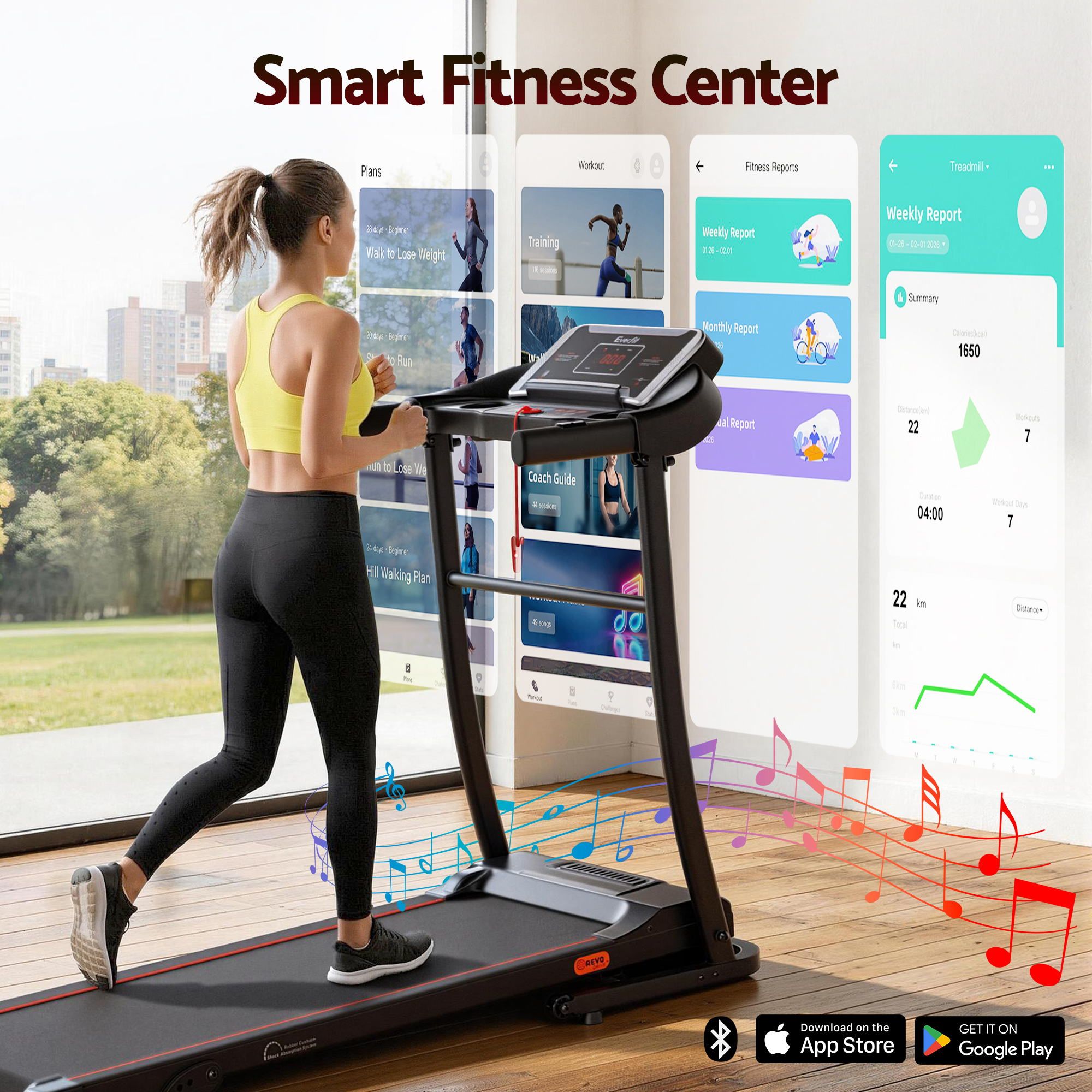 Treadmill Electric Home Gym Fitness Exercise Machine Incline 400Mm, Exercise Bikes