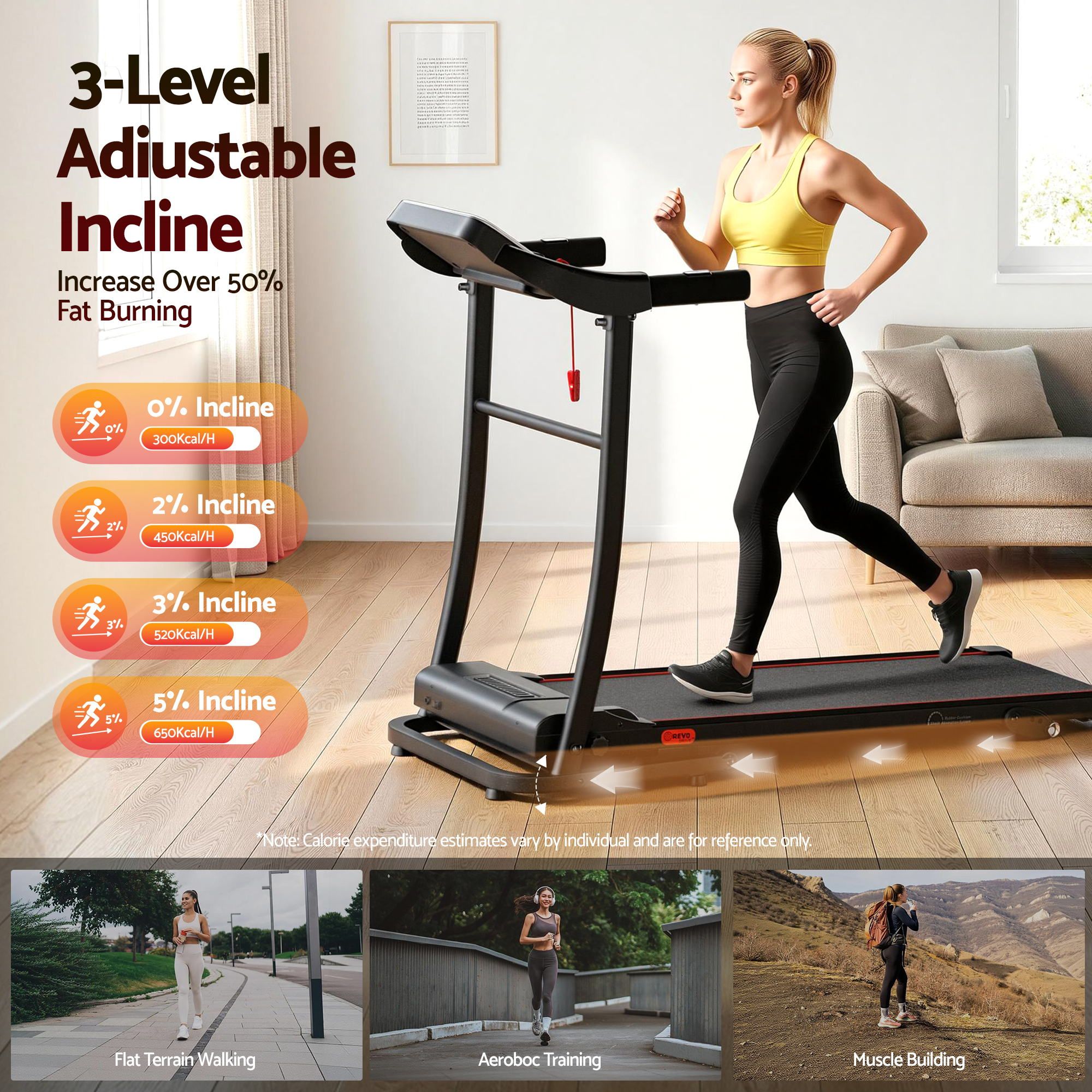 Treadmill Electric Home Gym Fitness Exercise Machine Incline 400Mm with 400Mm