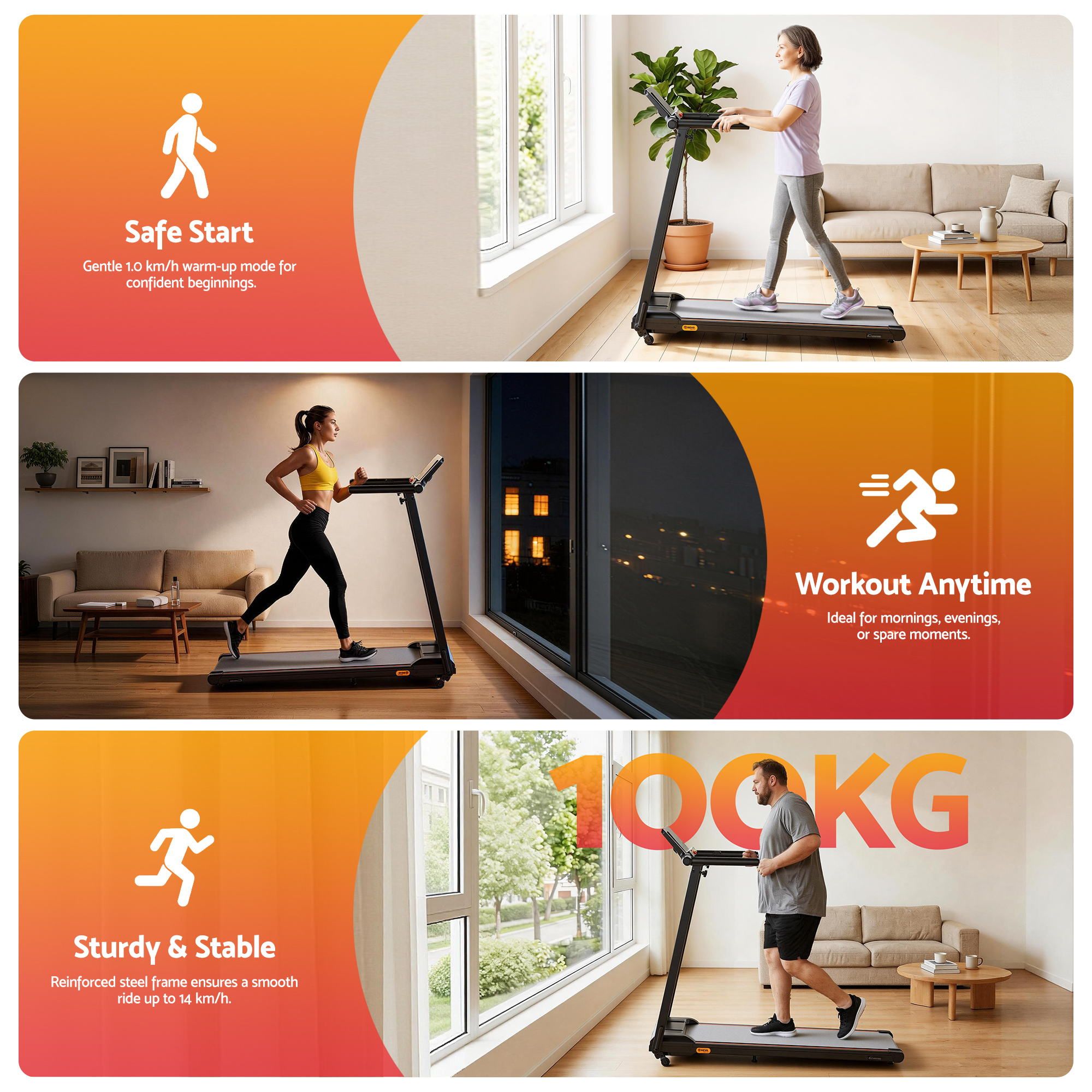 Treadmills - Treadmill Electric Walking Pad Foldable Incline for Home Office Gym Black