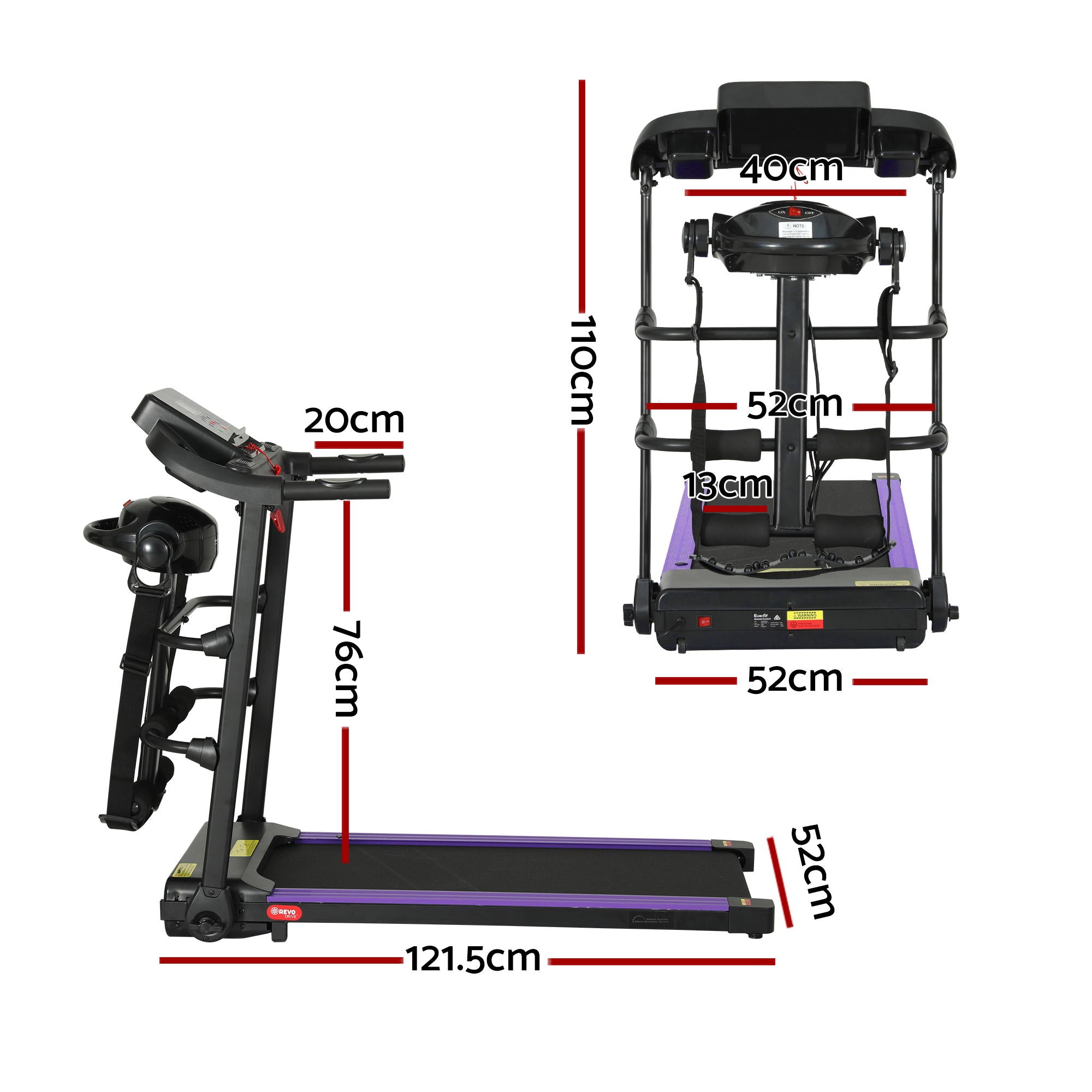Electric Treadmill 400mm Home Gym Fitness Machine with Massager