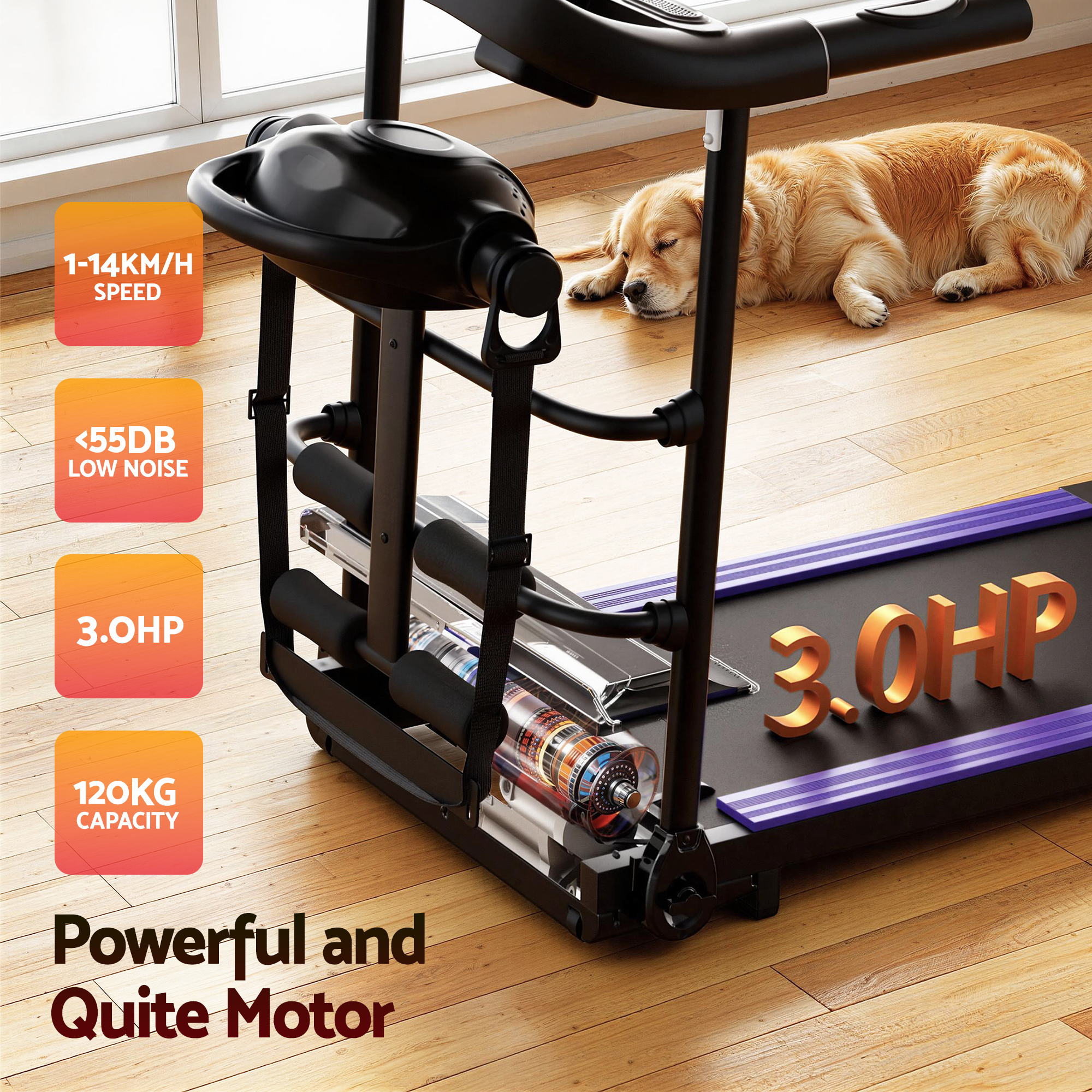 Electric Treadmill 400mm Home Gym Fitness Machine with Massager