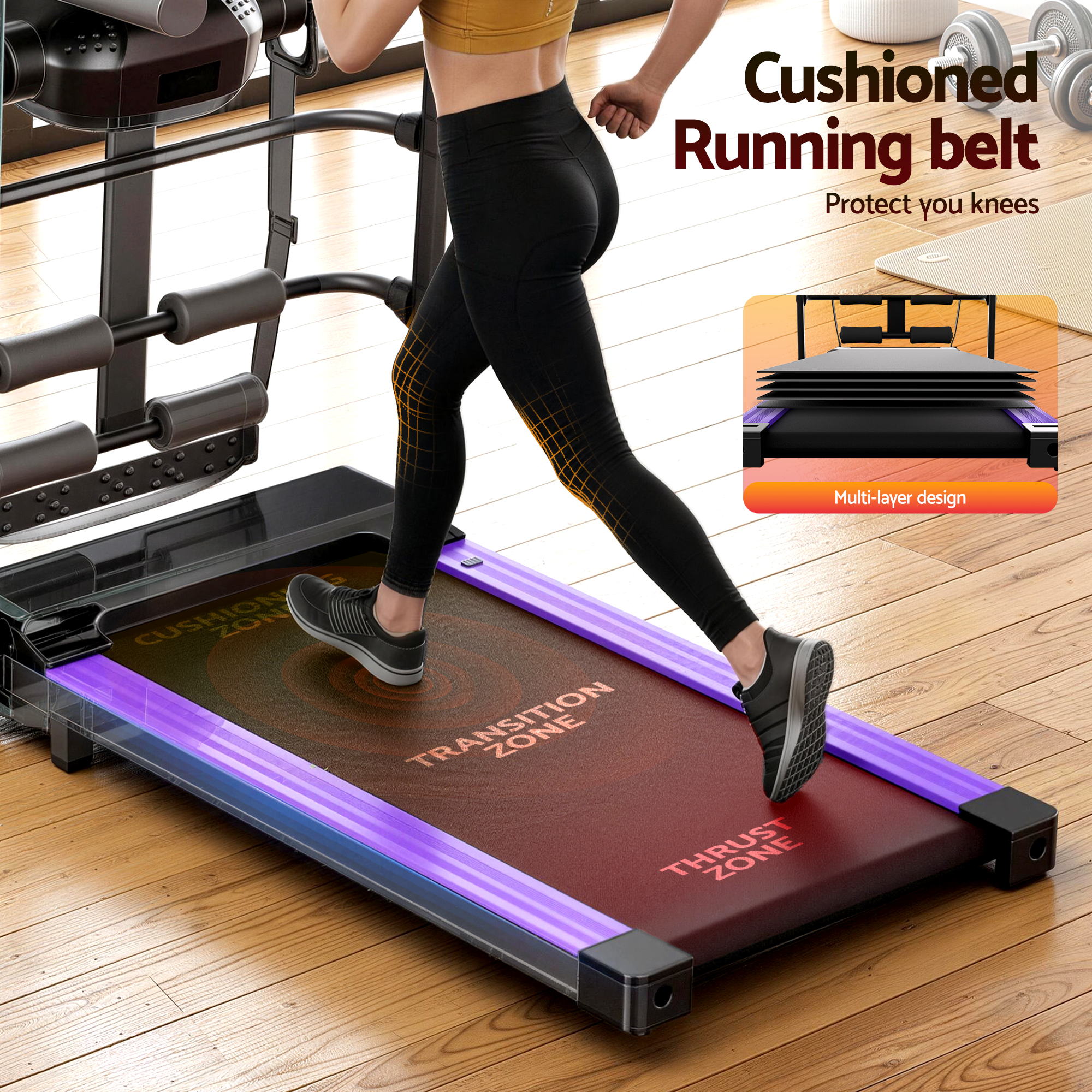 Electric Treadmill 400mm Home Gym Fitness Machine with Massager