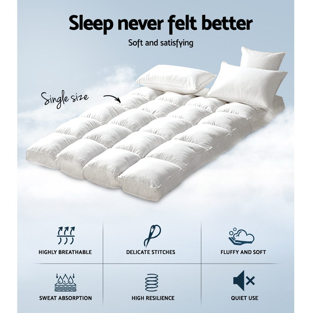 Single Mattress Topper Pillowtop Bamboo Soft Quilted Bed Overlay