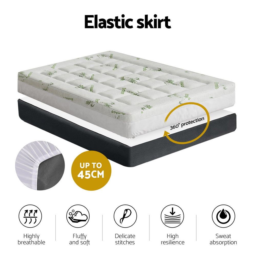 Mattress Topper Pillowtop Bamboo 7.5cm Double King Single Queen