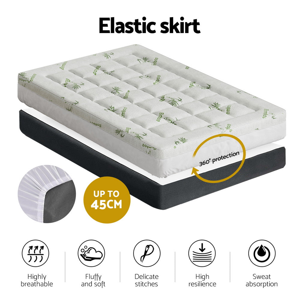Mattress Topper Pillowtop Bamboo 7.5cm Double King Single Queen