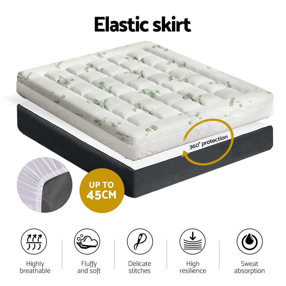 Mattress Topper Pillowtop Bamboo 7.5cm Double King Single Queen