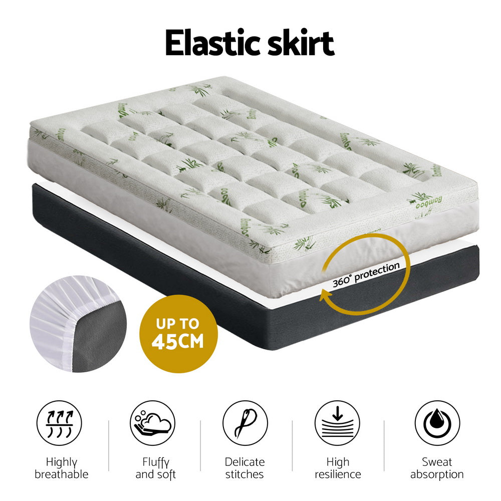 Mattress Topper Pillowtop Bamboo 7.5cm Double King Single Queen