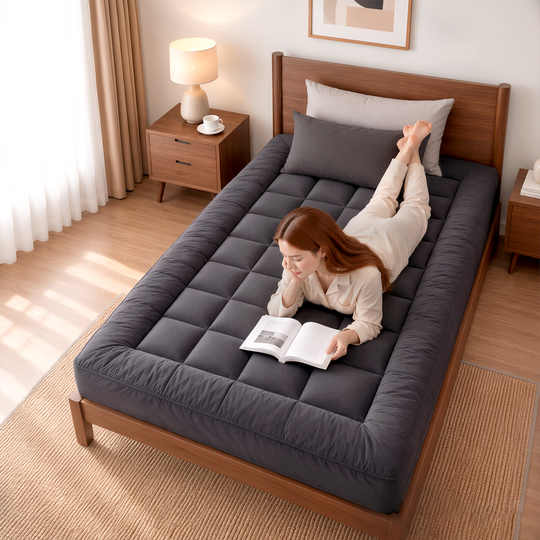 Giselle Bedding Bamboo Charcoal Filling Pillowtop Topper 1000GSM 5cm Thick Pillowtop Pad for Back Pain Relief Washable with 45cm Deep Pocket Single