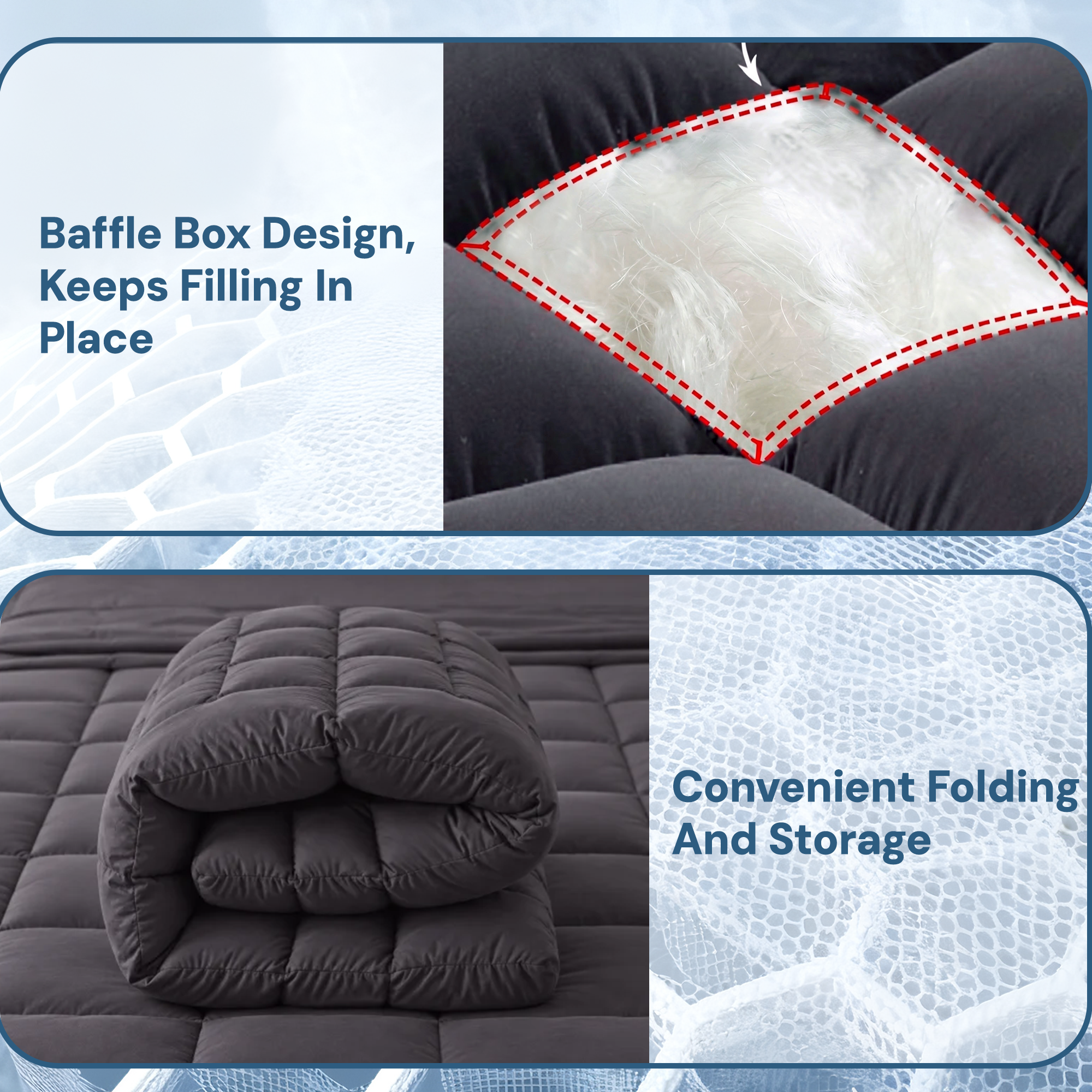 Giselle Bedding Bamboo Charcoal Filling Pillowtop Topper 1000GSM 5cm Thick Pillowtop Pad for Back Pain Relief Washable with 45cm Deep Pocket Single
