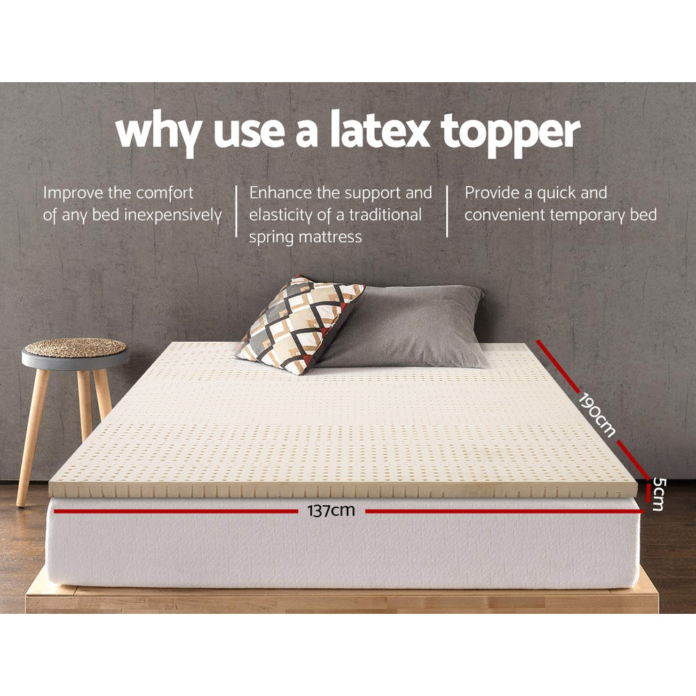 Double Size 5cm Latex Mattress Topper Soft Comfort Pressure Relief Pad