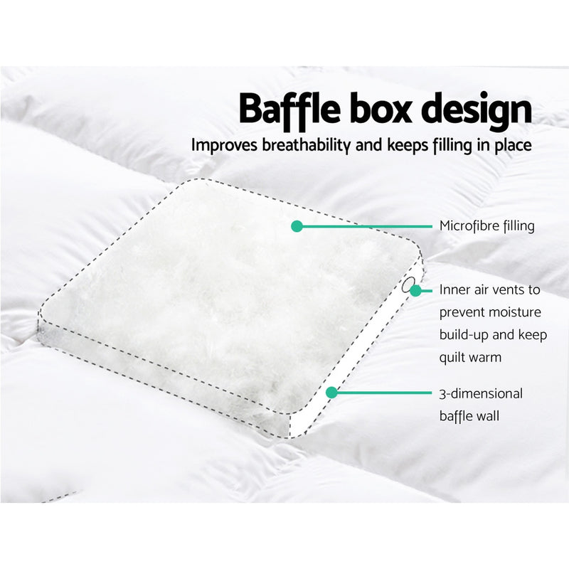 Double Mattress Topper Pillowtop 1000GSM Microfibre Filling Protector - Giselle Bedding Size Memory