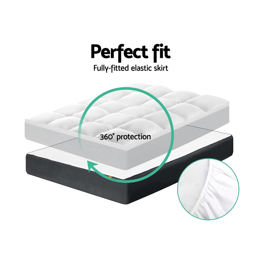 Queen Mattress Topper Pillowtop 1000Gsm Microfibre Filling Protector