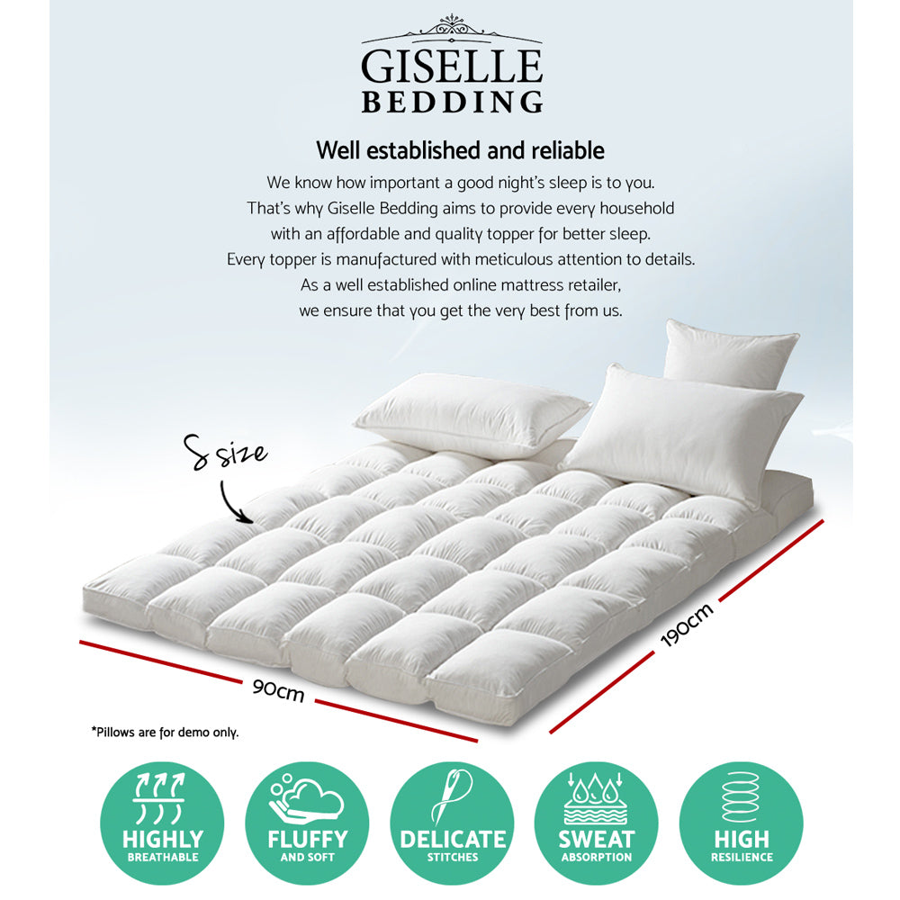 Single Mattress Topper Pillowtop Protector Pad Comfortable Bedding