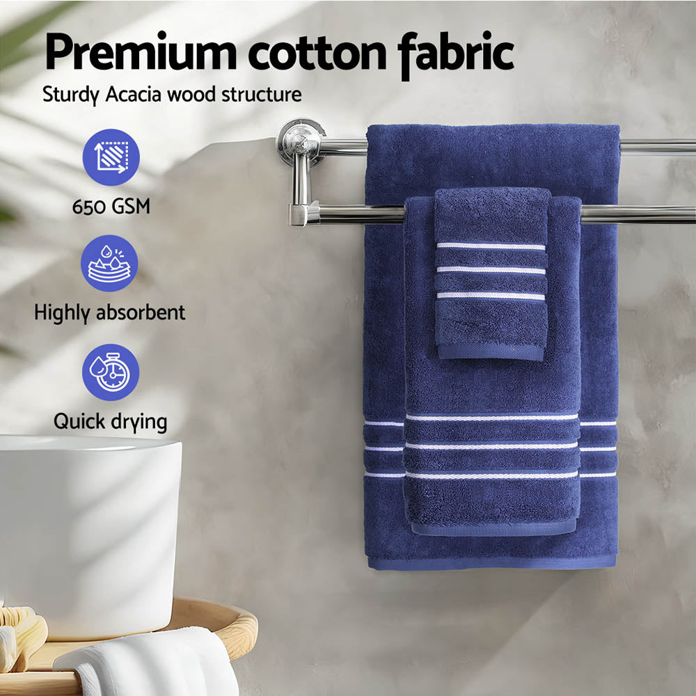 Navy colour - 6 Pack Bath Towels Set Cotton Towel Navy