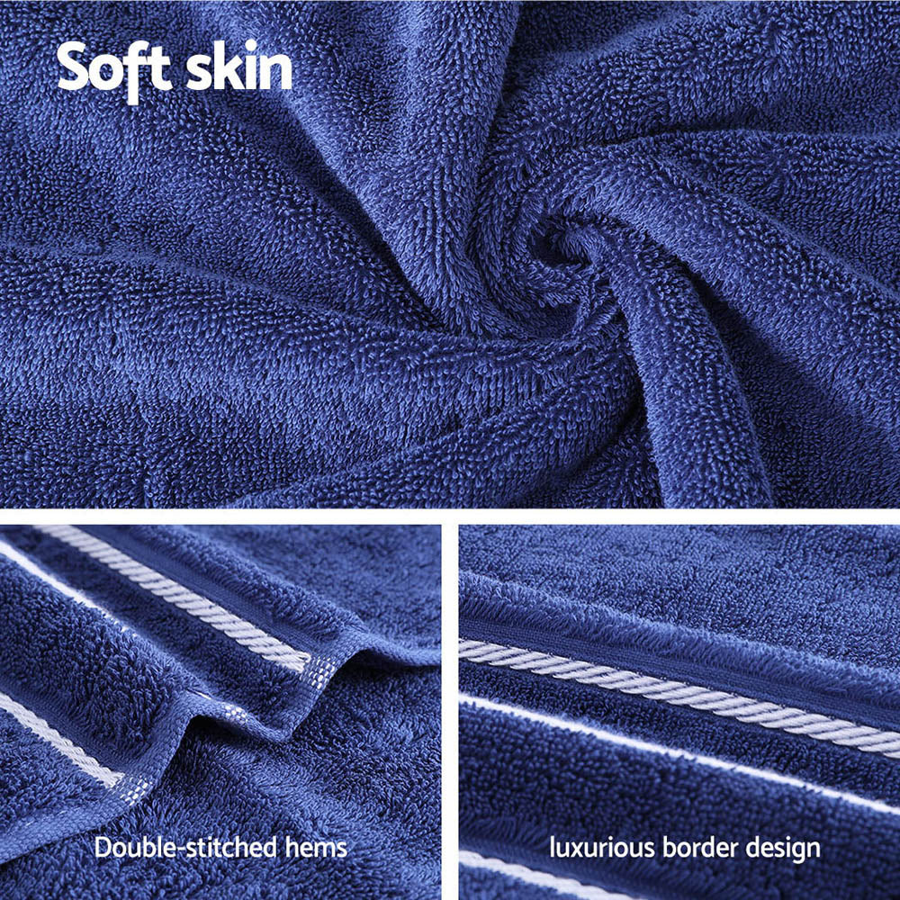 Bath Towels & Robes - 6 Pack Bath Towels Set Cotton Towel Navy