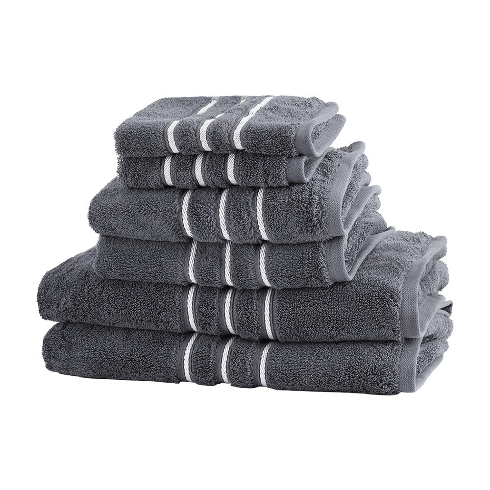 6 Pack Bath Towels Set Cotton Towel Grey, Grey colour