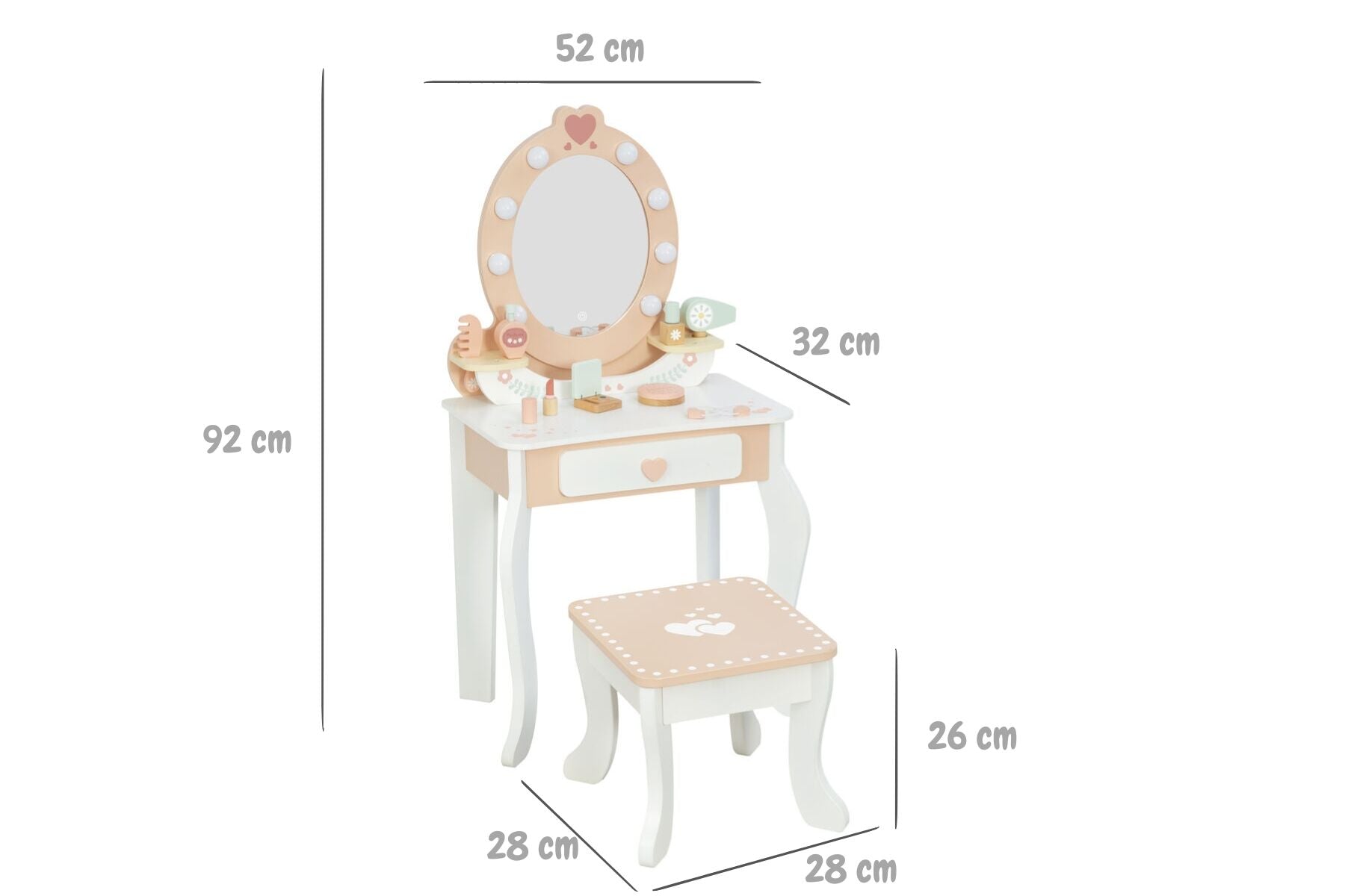 Dressing Table White Vanity 52x33x92.5cm