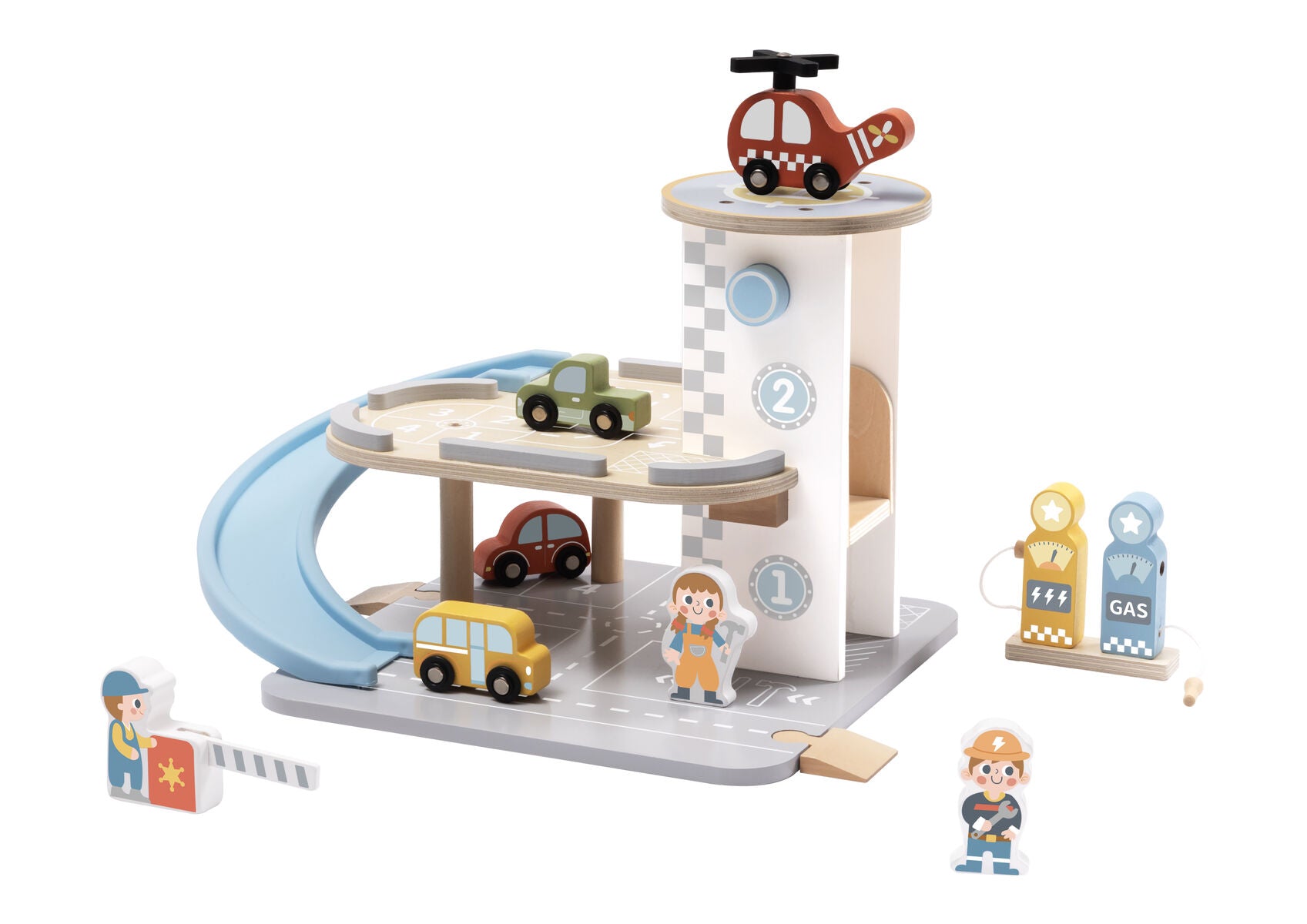 Wooden Parking Garage Playset 40x30x26cm