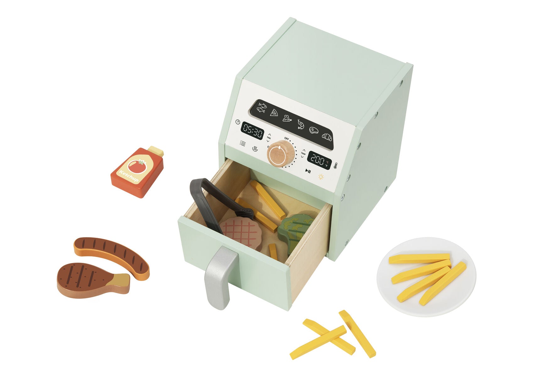 Wooden Air Fryer Playset 17x20x20cm