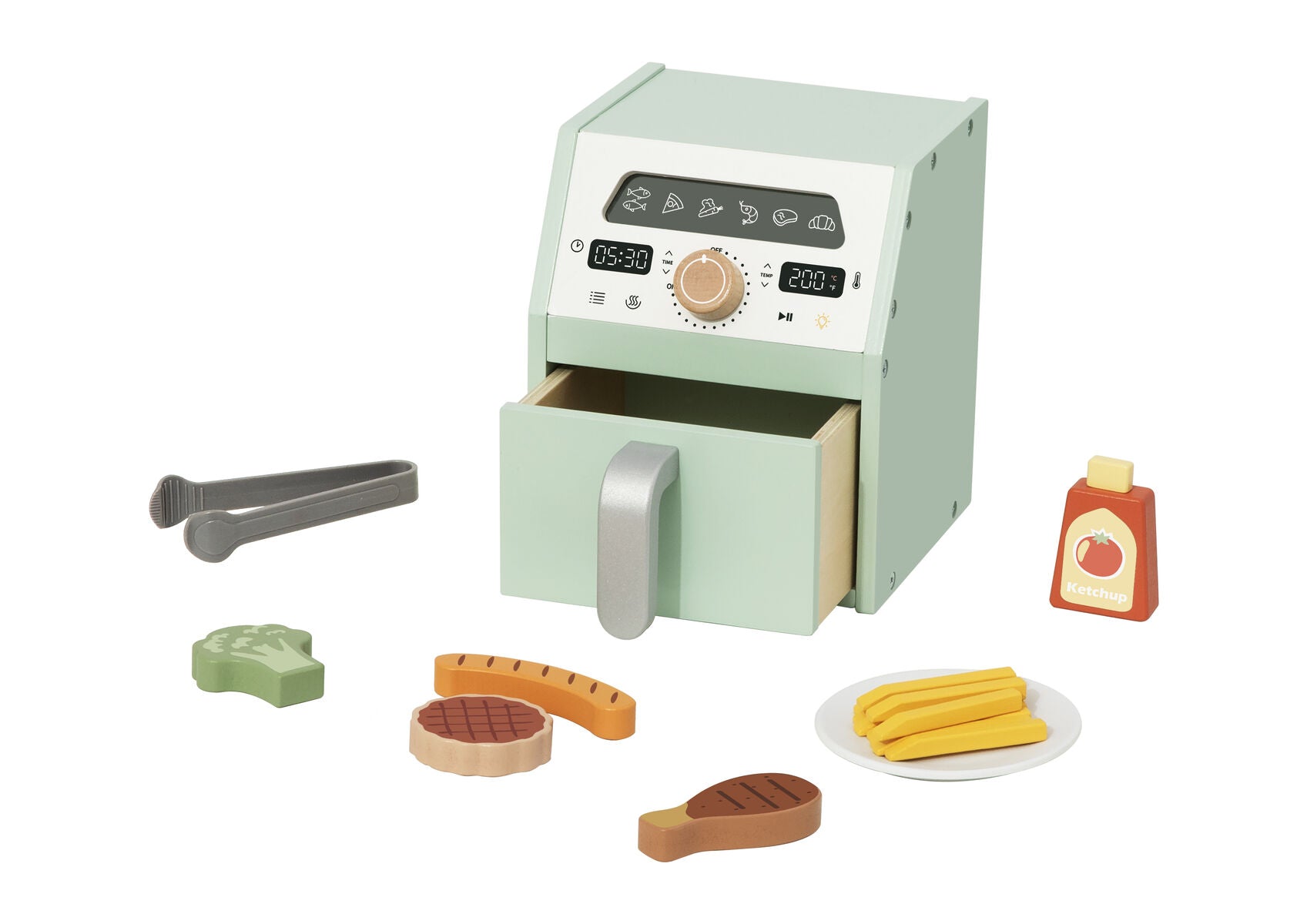 Wooden Air Fryer Playset 17x20x20cm