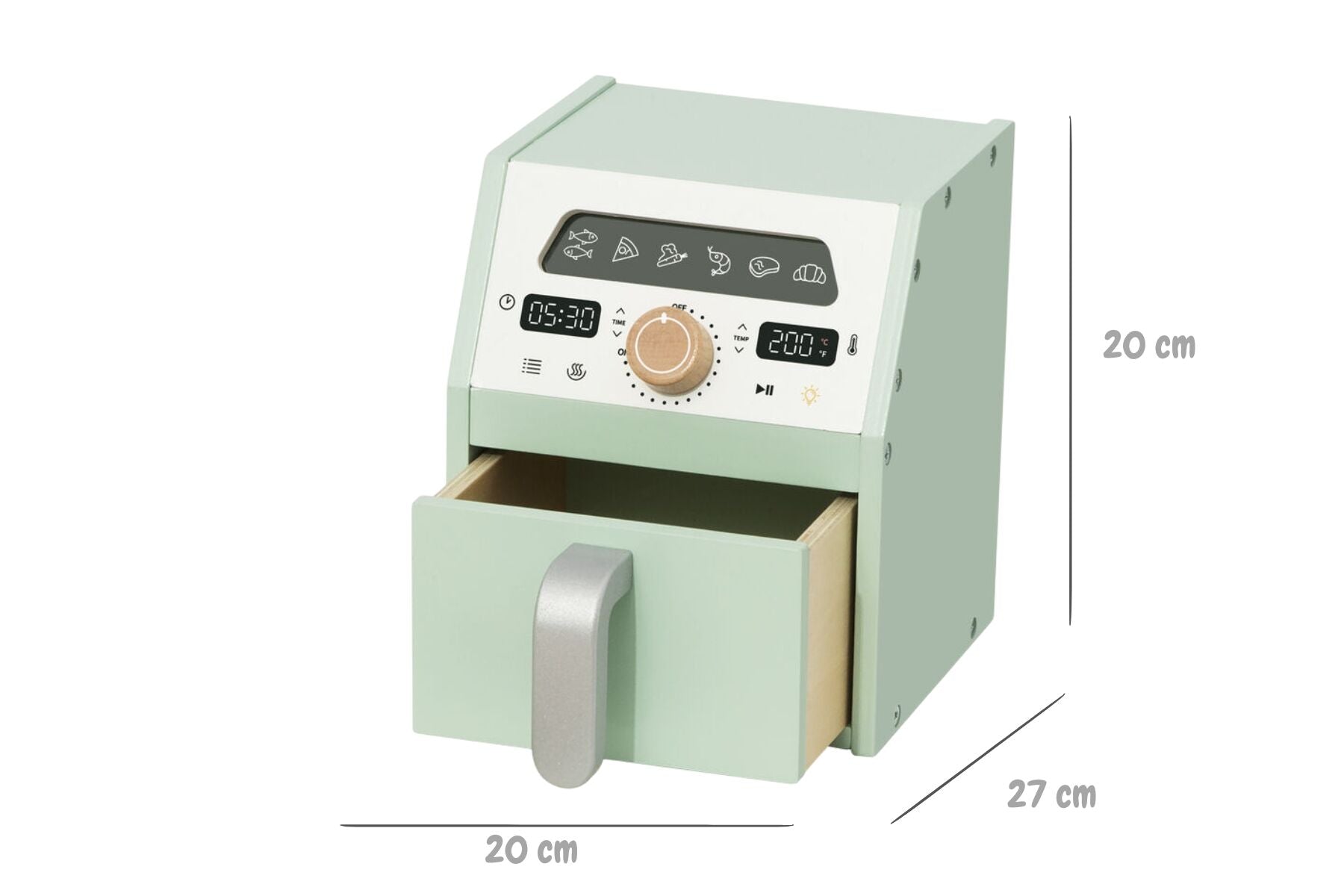 Wooden Air Fryer Playset 17x20x20cm