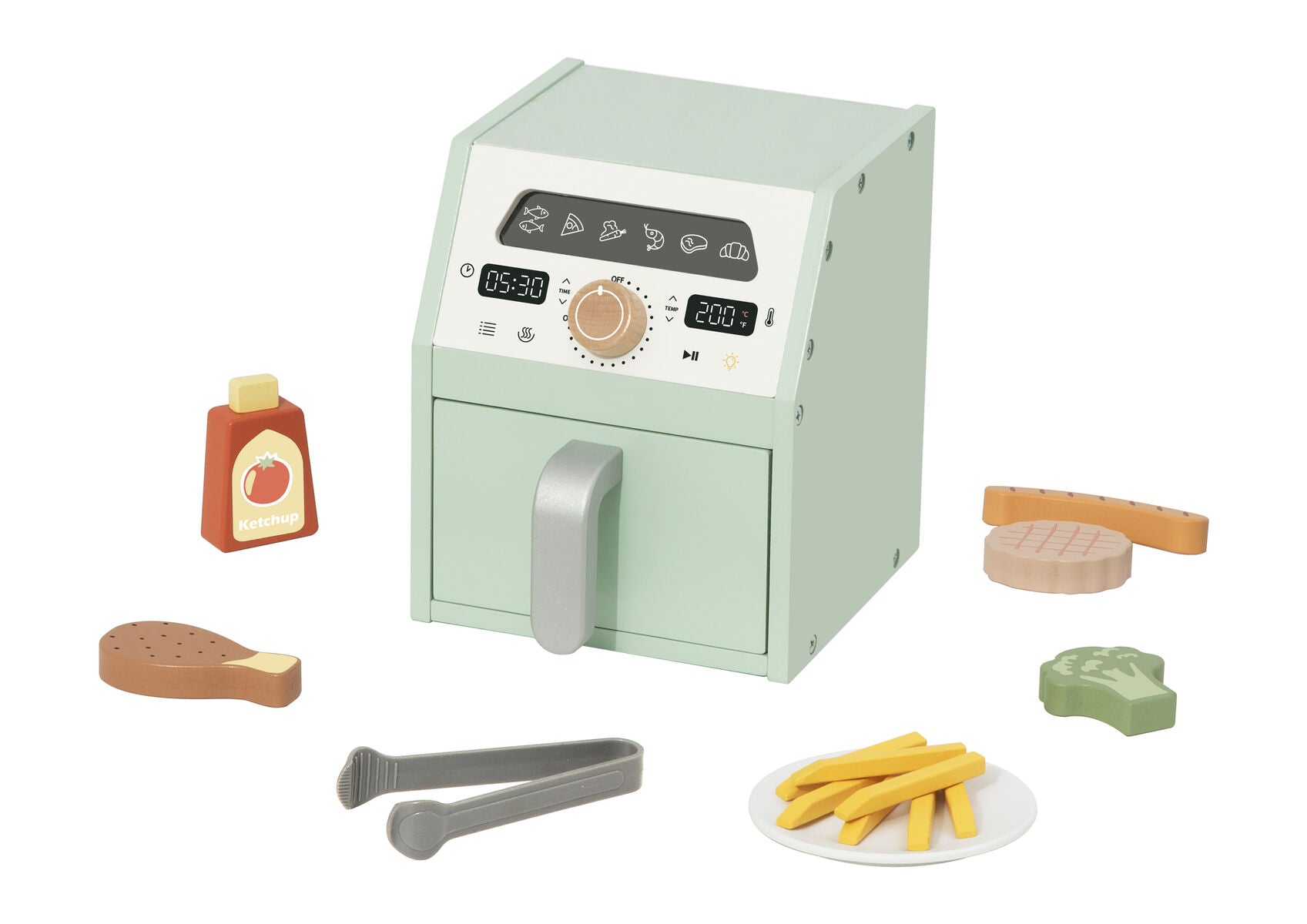 Wooden Air Fryer Playset 17x20x20cm