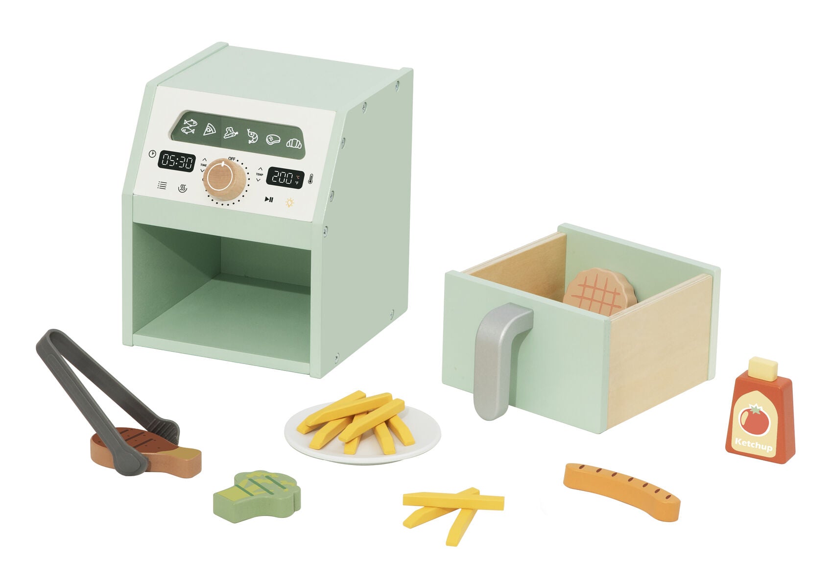 Wooden Air Fryer Playset 17x20x20cm