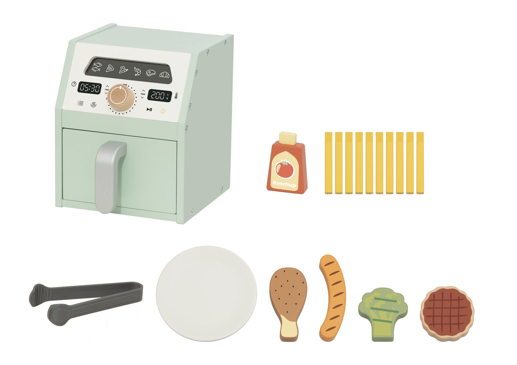Wooden Air Fryer Playset 17x20x20cm
