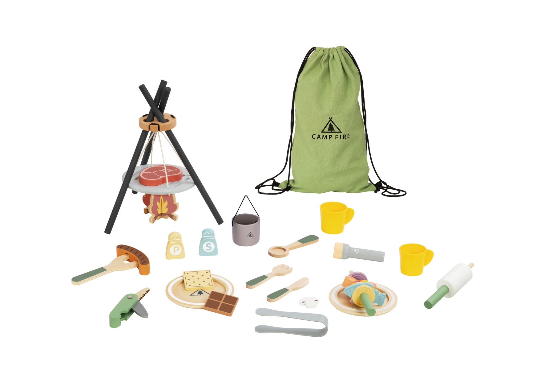 Camping Play Set Wooden 22x22x33cm