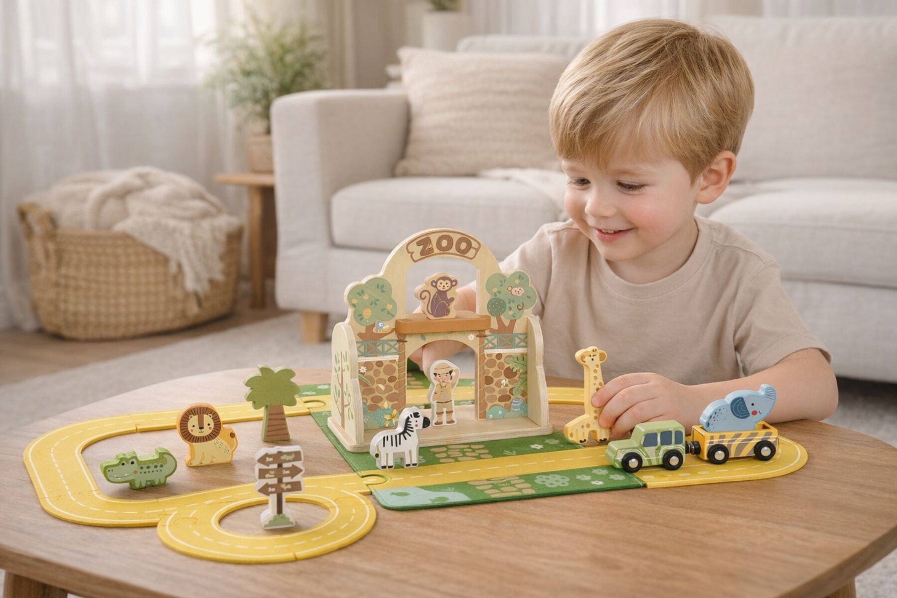 Portable Zoo Playset Felt 23x10x23cm