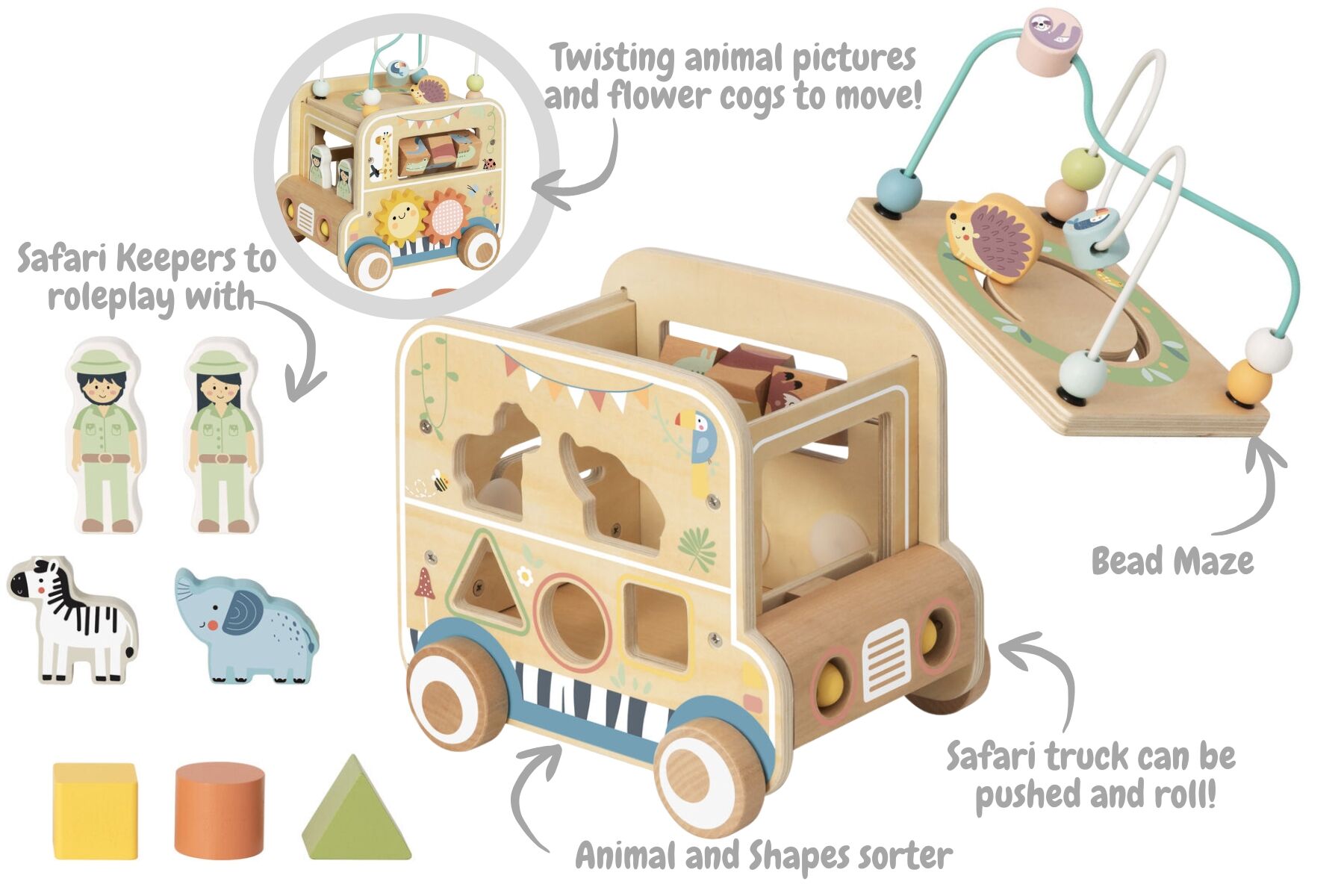 Safari Vehicle Toy Playset 22.5x18.5x28cm