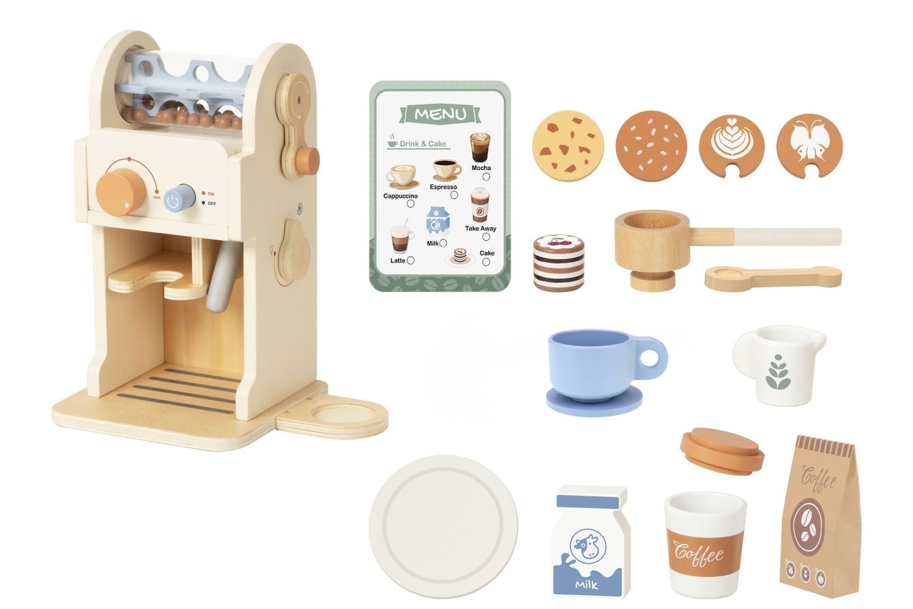 Coffee Machine Playset Wooden 14x14x25cm