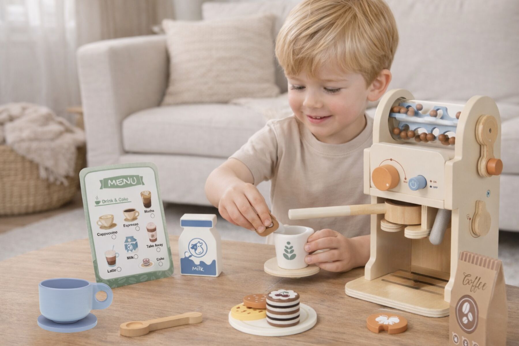 Coffee Machine Playset Wooden 14x14x25cm