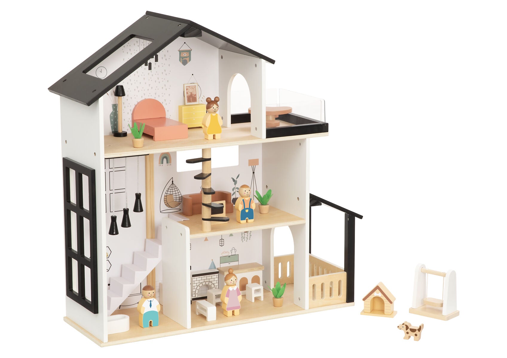 Wooden Doll House Three Level 67x9.5x35cm
