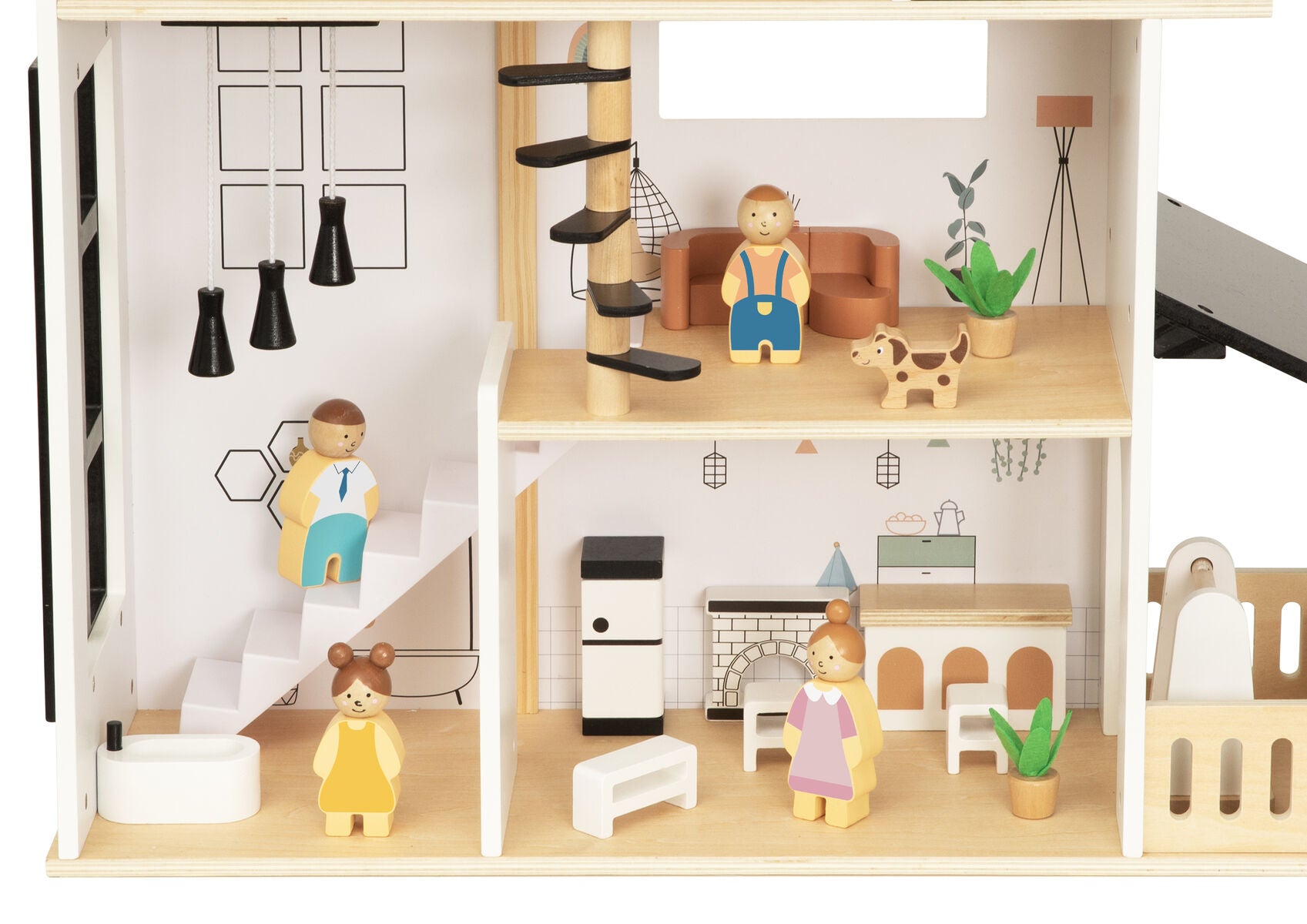 Wooden Doll House Three Level 67x9.5x35cm