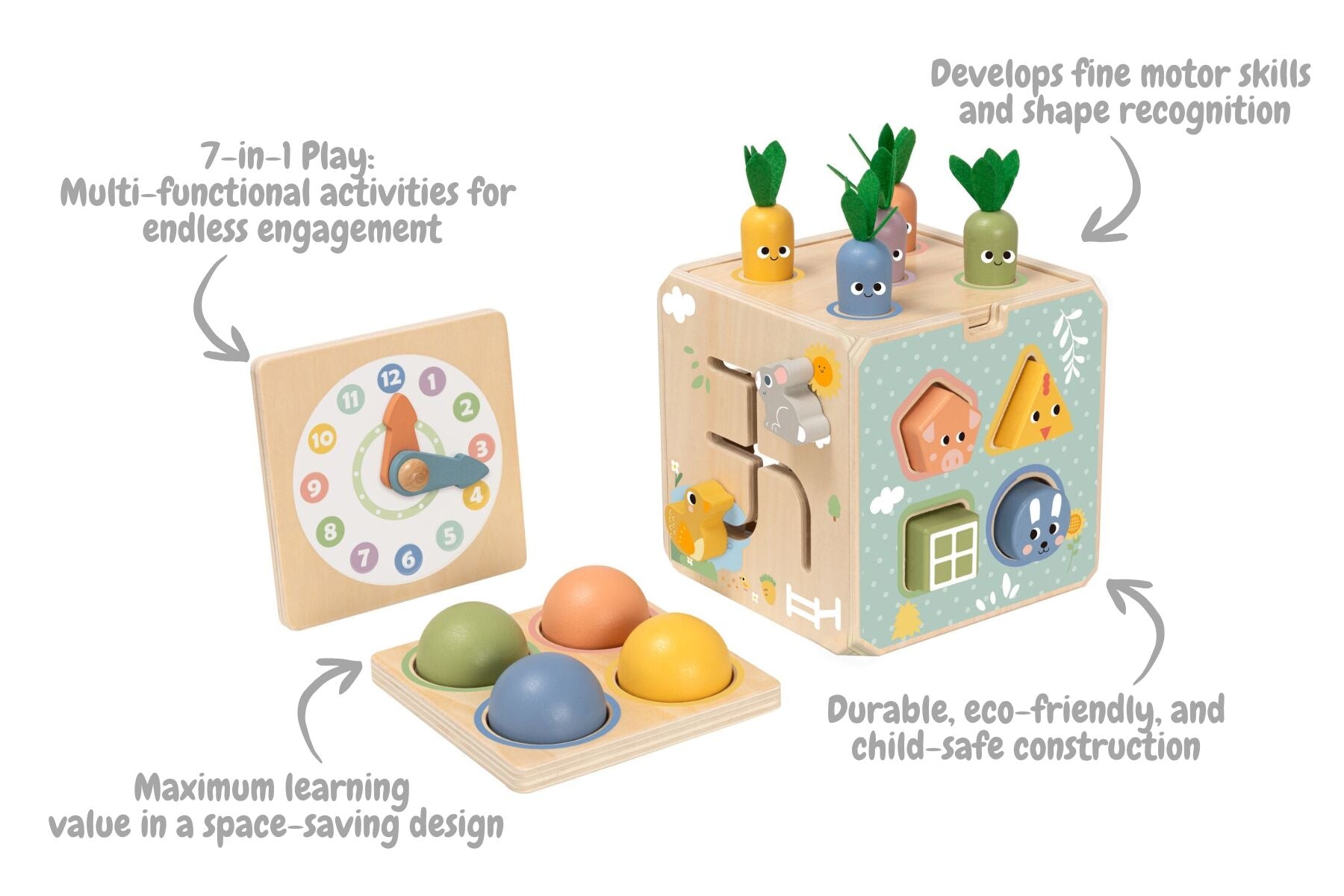 Activity Cube Wooden Toy 15.5x14.5x14cm