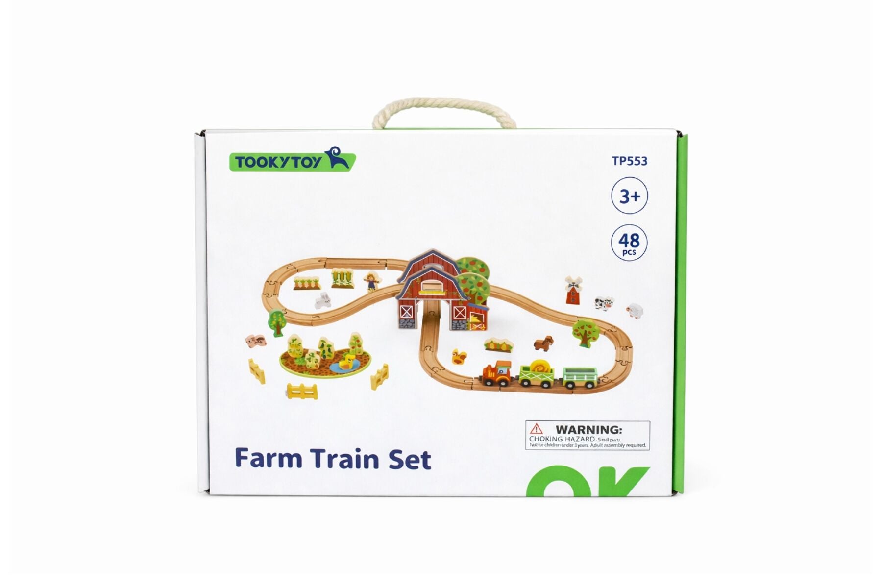 Farm Train Set Wooden 96x40x16cm