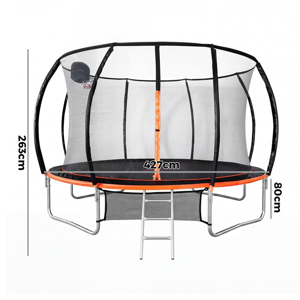 14FT Enclosed Trampoline Set 427x427x263cm