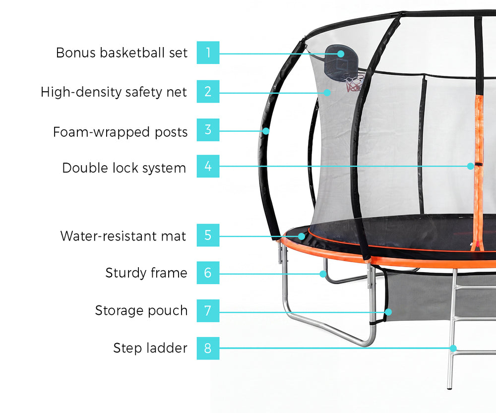 14FT Enclosed Trampoline Set 427x427x263cm